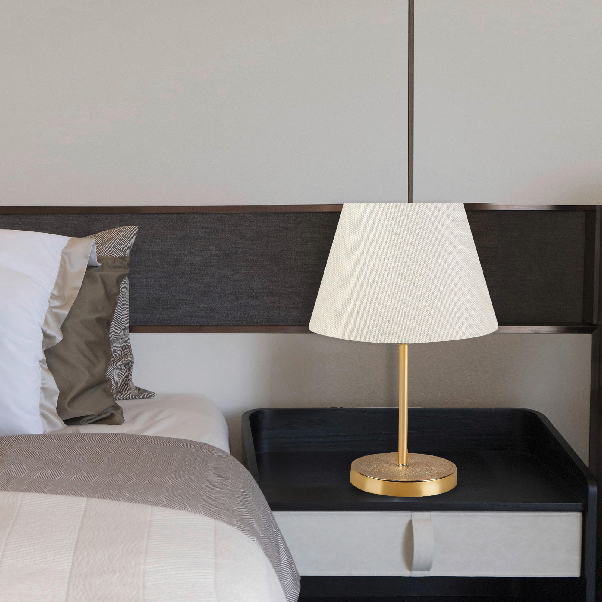 Thumbnail - Opviq Tischleuchte creme Metall B/H/T/L/D: ca. 22x37x22x22x22 cm E27 1 Brennstellen