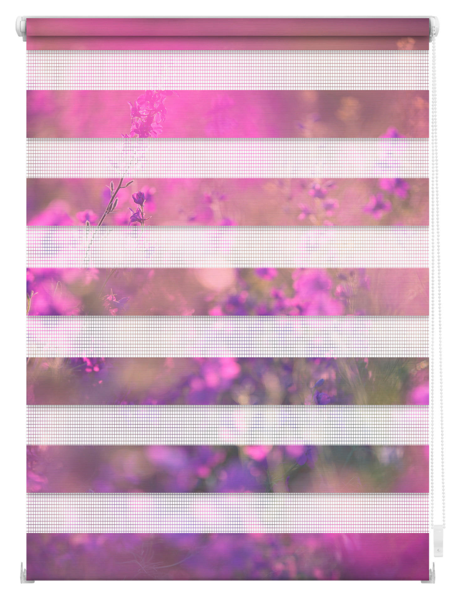 Thumbnail - LICHTBLICK Doppelrollo Duo Blumenwiese violett B/L: ca. 60x150 cm