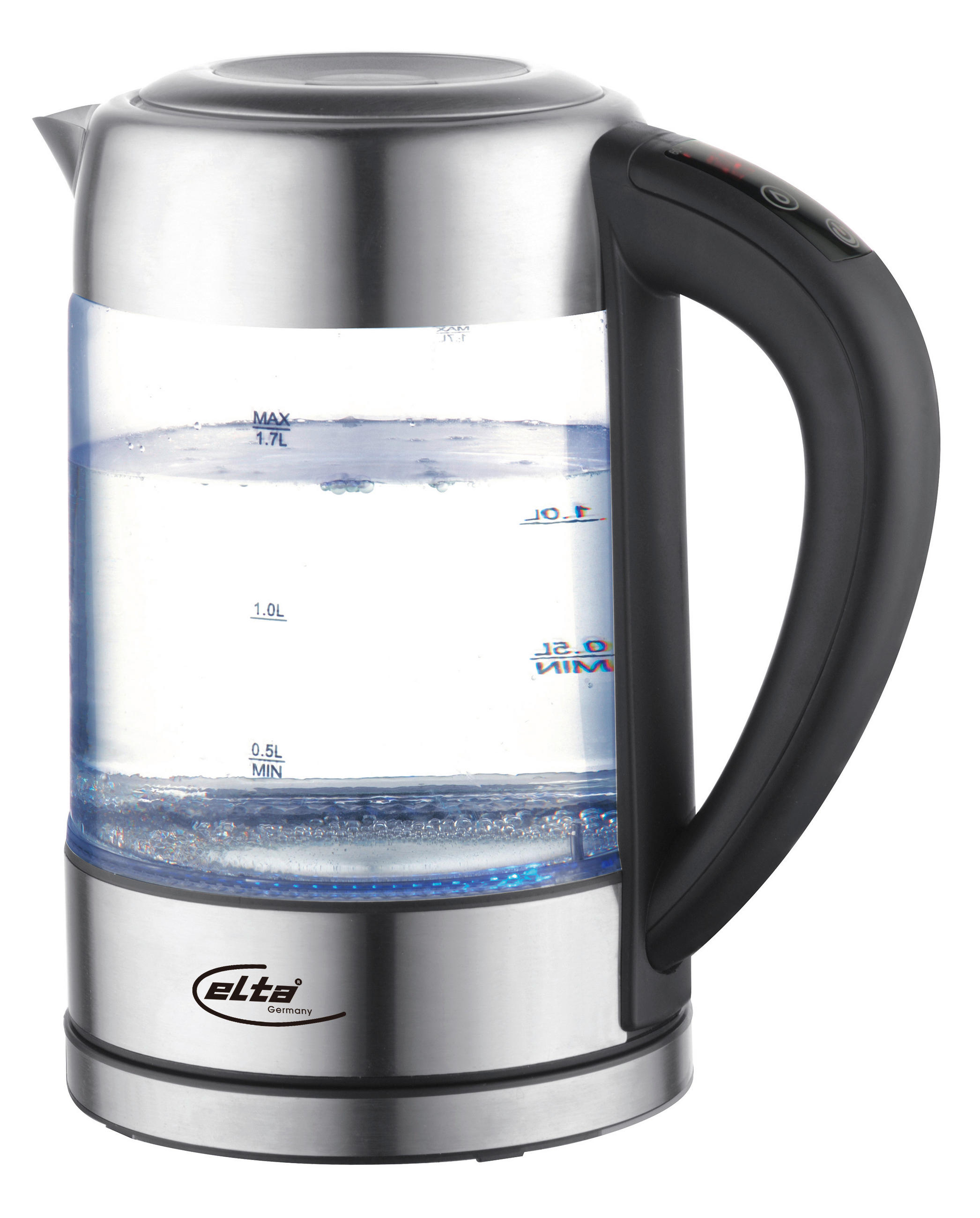 Elta Glas-Wasserkocher GWK-2200.4T schwarz Edelstahl Glas Edelstahl B/H/T: ca. 25x23x15 cm ca. 1,7 l