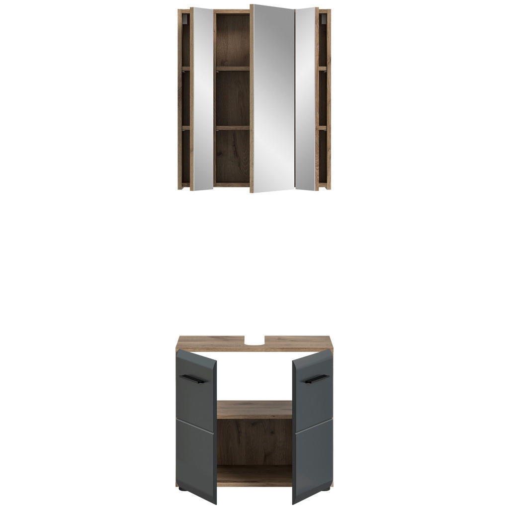 Thumbnail - Badezimmer-Set Ice Nox Oak Nachbildung schwarz matt B/H/T: ca. 60x185x30 cm