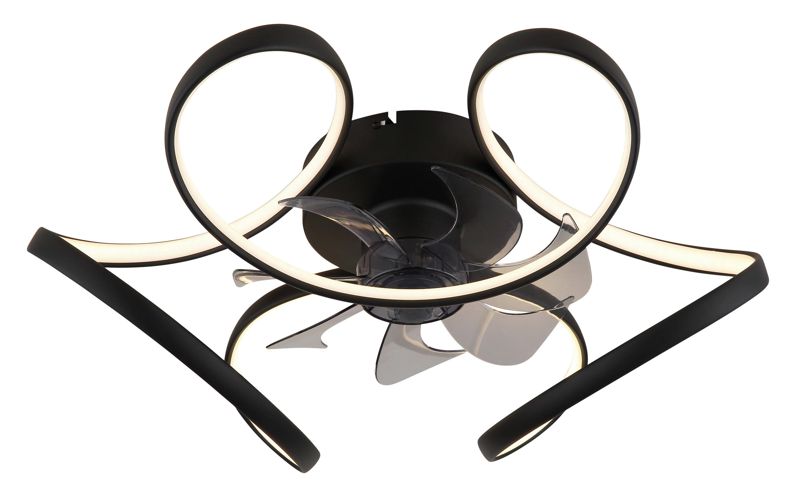 GLOBO LED-Deckenventilator transparent schwarz H/D: ca. 21x56 cm max. 30 W