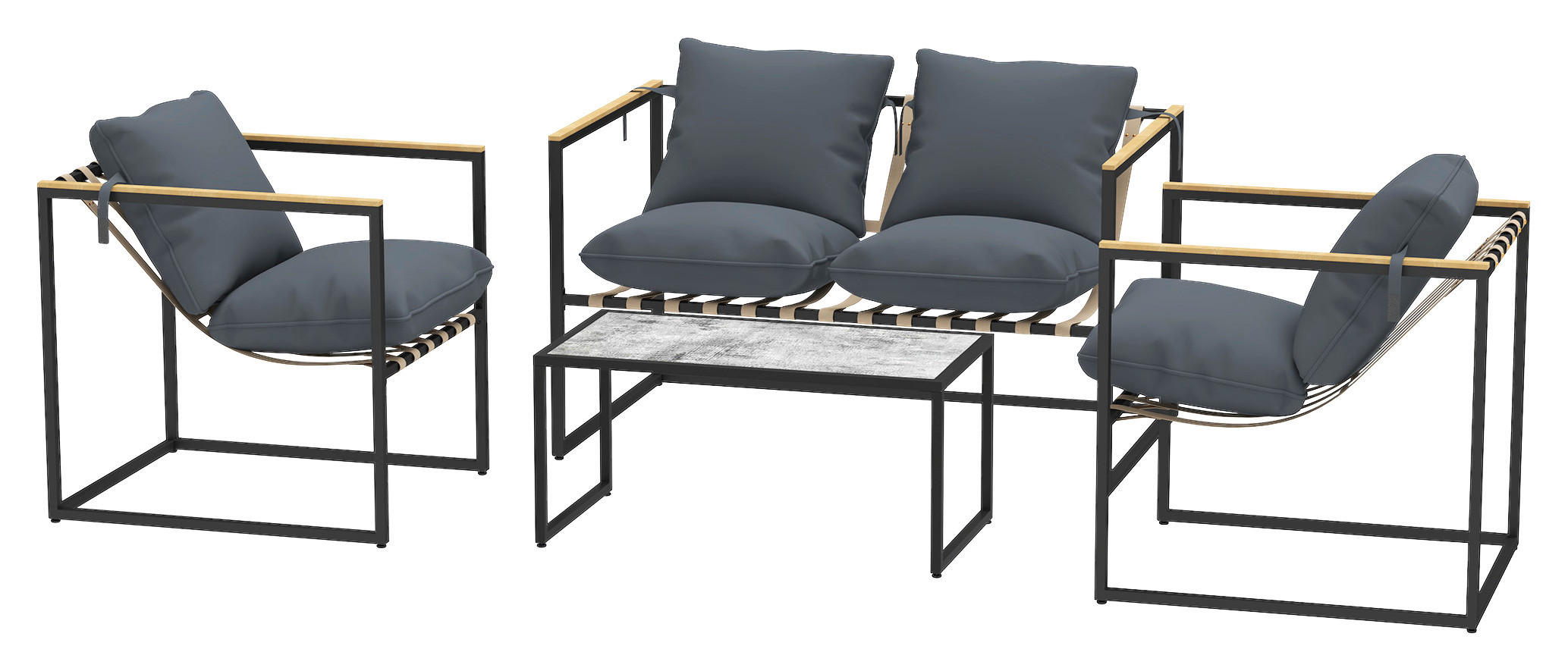 Outsunny Gartenmöbel-Set grau Polyester B/H/L: ca. 70x67x114 cm