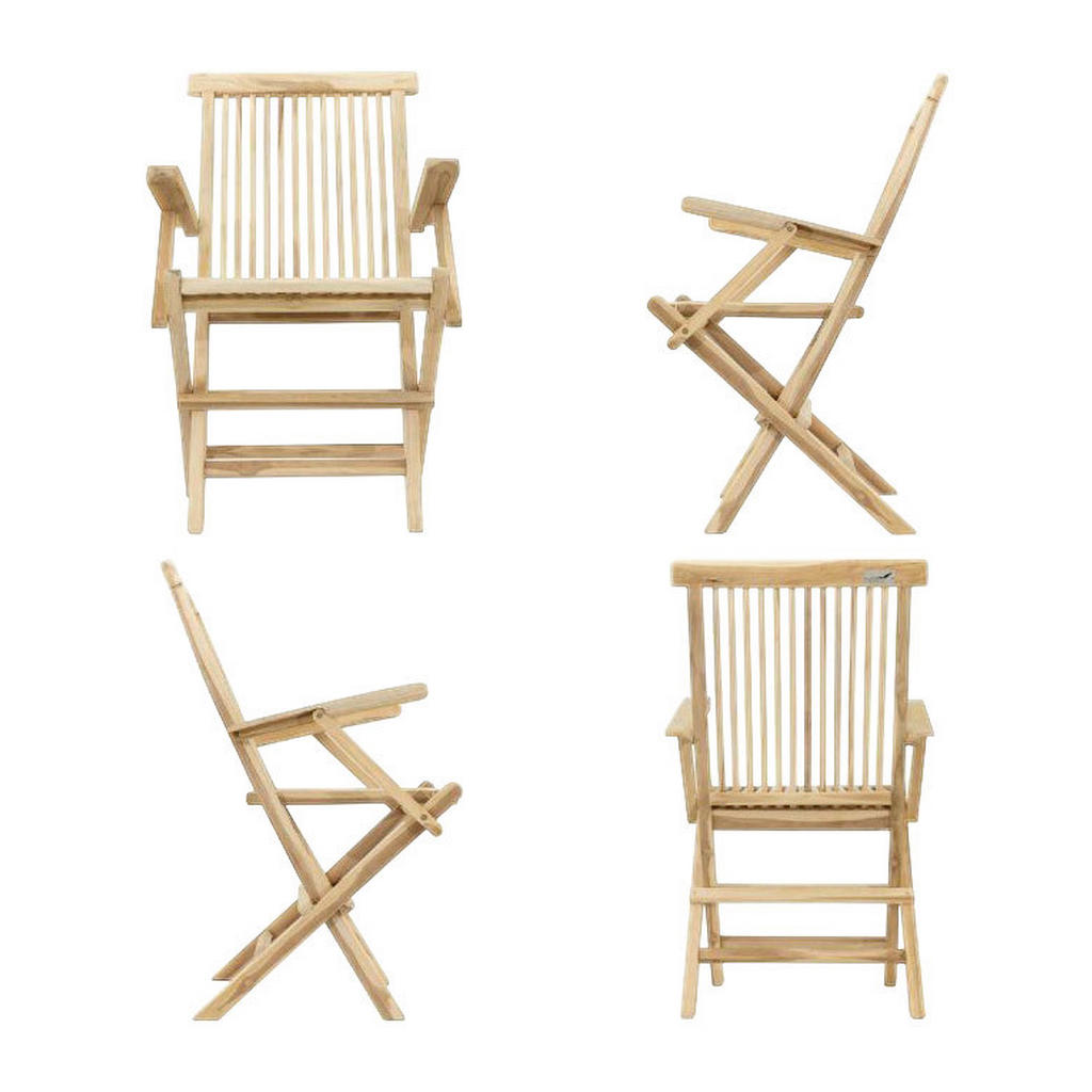 Thumbnail - VCM Gartenstuhl 4er Set braun Teakholz B/H/T: ca. 57x89x62 cm