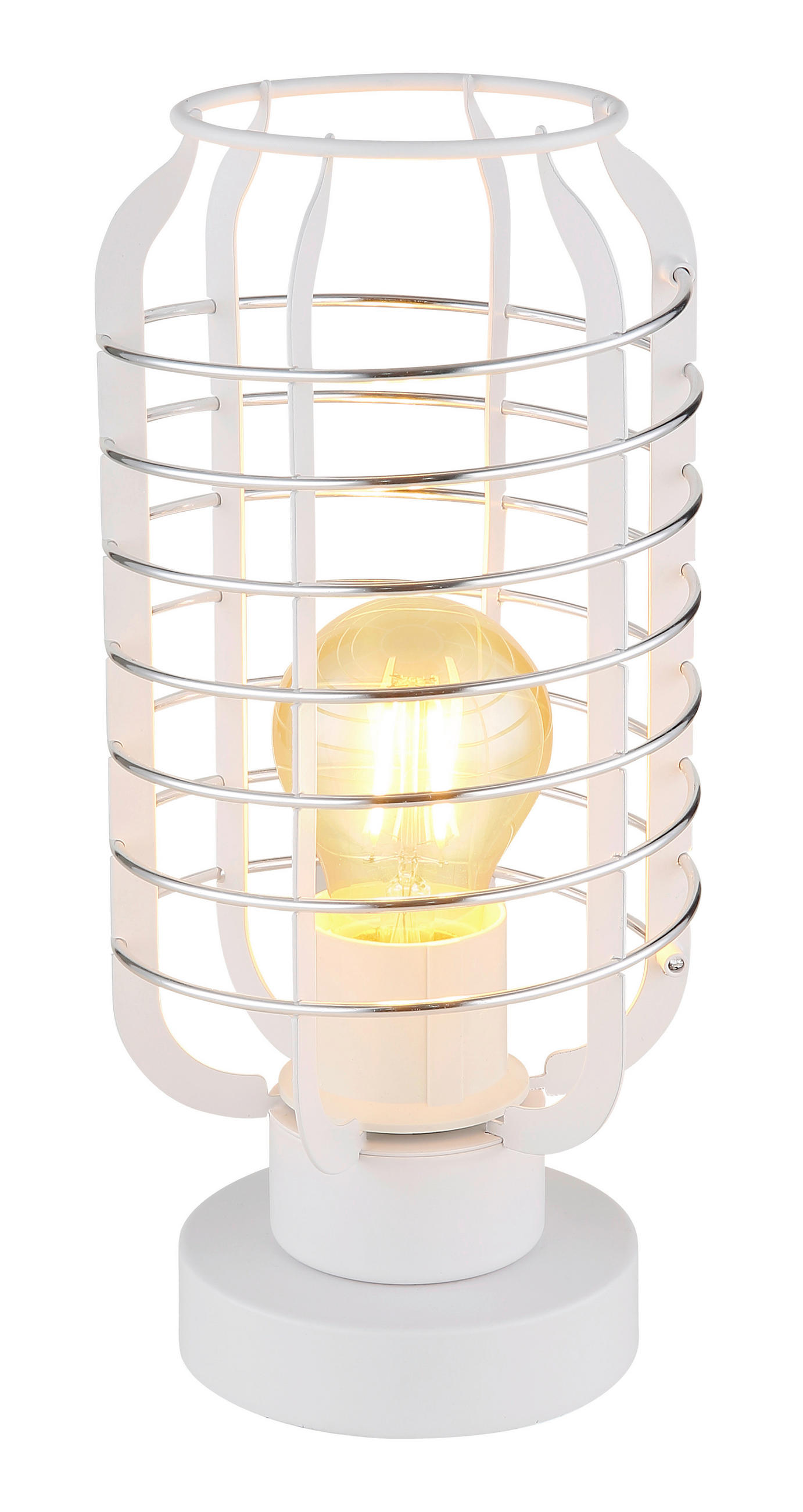 Thumbnail - GLOBO Tischleuchte Chrom weiß Aluminium Metall B/H/L: ca. 18x19x33 cm E27 1 Brennstellen