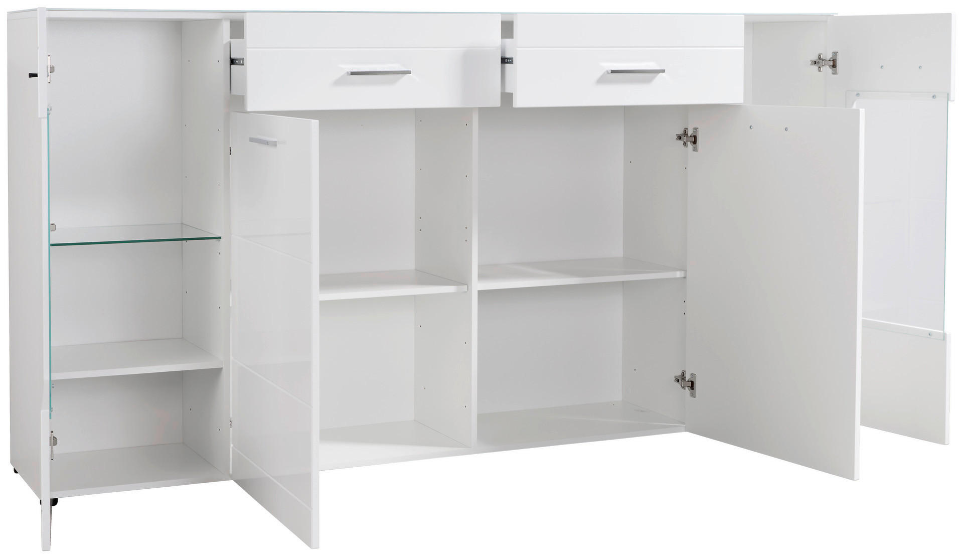 Thumbnail - Highboard Atlanta weiß Hochglanz perlweiß Optik B/H/T: ca. 210x111x40 cm