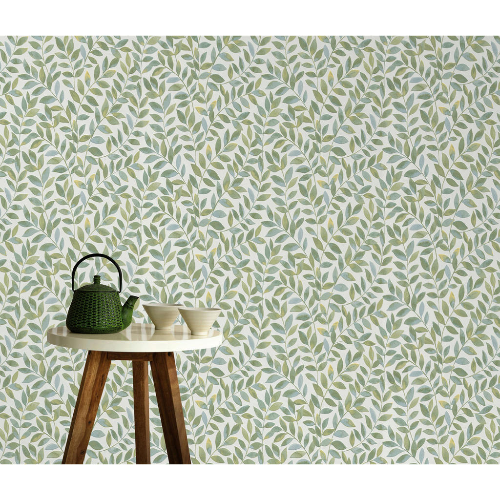 Thumbnail - Erismann Vliestapete Blätter weiß grün B/L: ca. 53x1005 cm