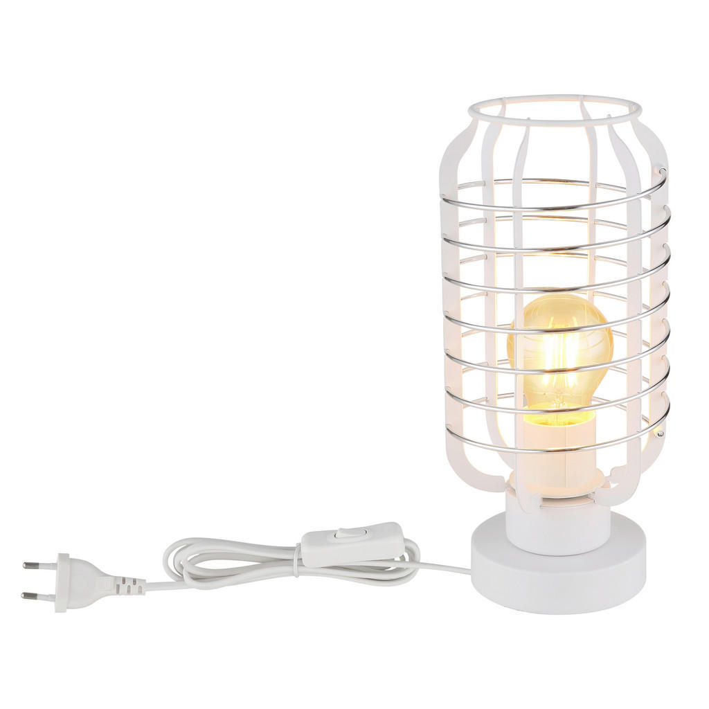 Thumbnail - GLOBO Tischleuchte Chrom weiß Aluminium Metall B/H/L: ca. 18x19x33 cm E27 1 Brennstellen