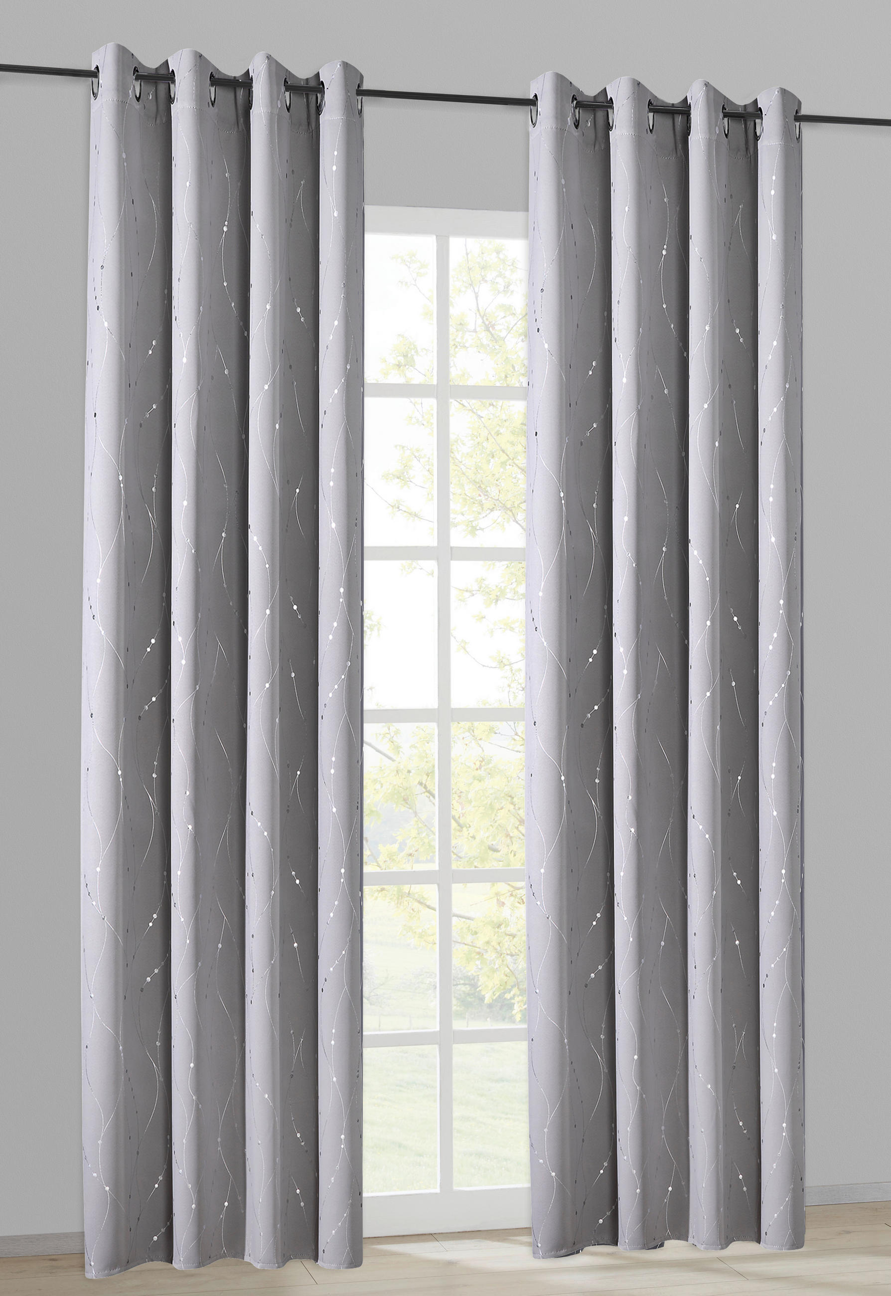 Verdunklungsvorhang Napoli silber B/L: ca. 135x245 cm