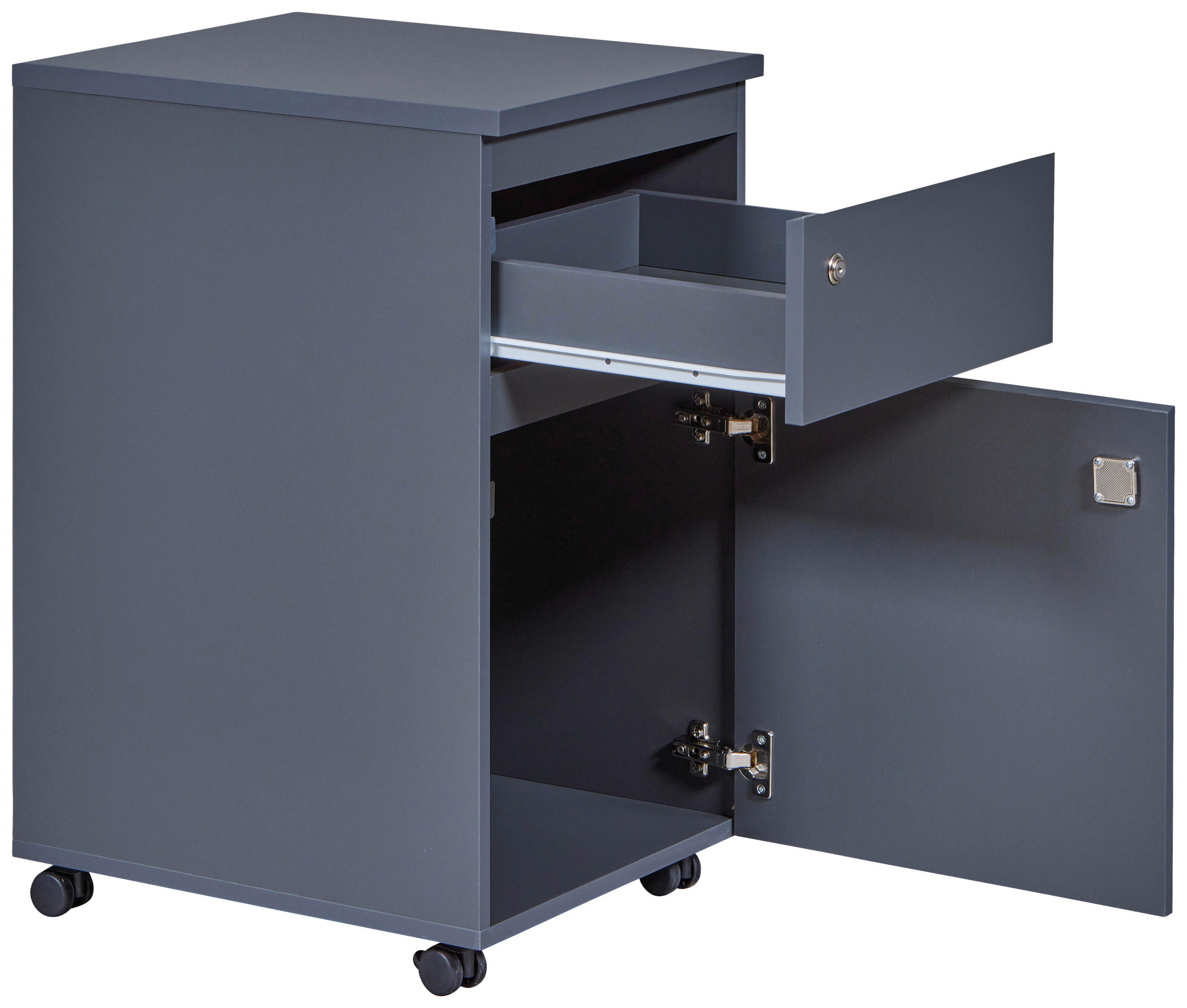 Rollcontainer FILE GUARD anthrazit beschichtet Nachbildung Holz B/H/L: ca. 51,3x76,9x44 cm