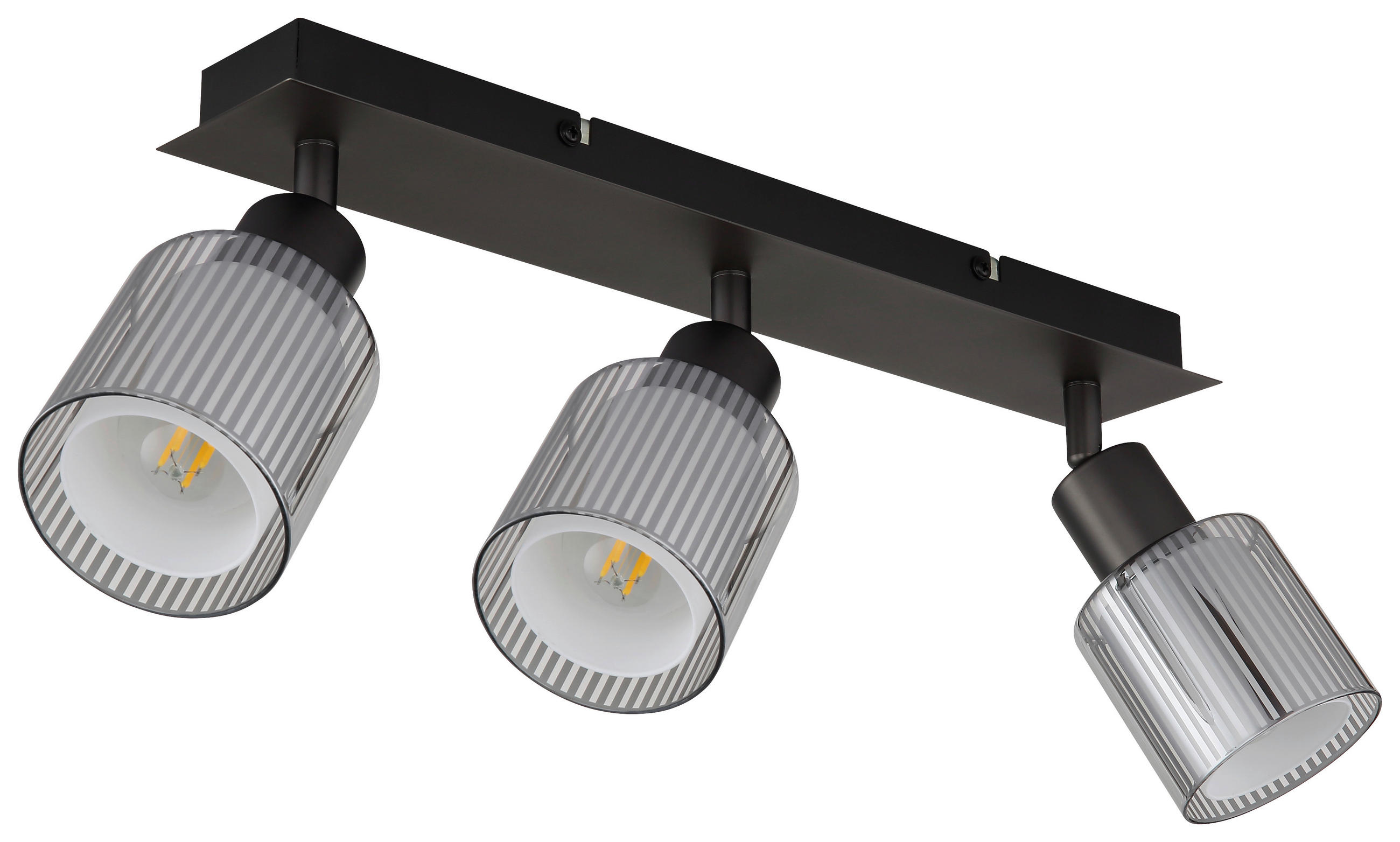 GLOBO Strahler schwarz Chrom Metall Glas B/H/L: ca. 11x41,5x17 cm E14 3 Brennstellen