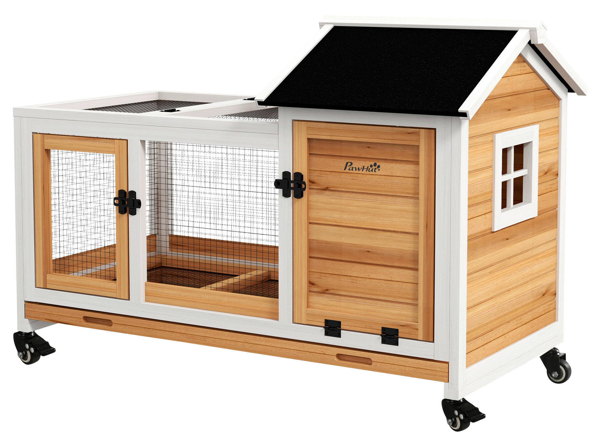 PawHut Zwergkaninchenstall gelb Stahl B/H/L: ca. 58x73,5x108 cm