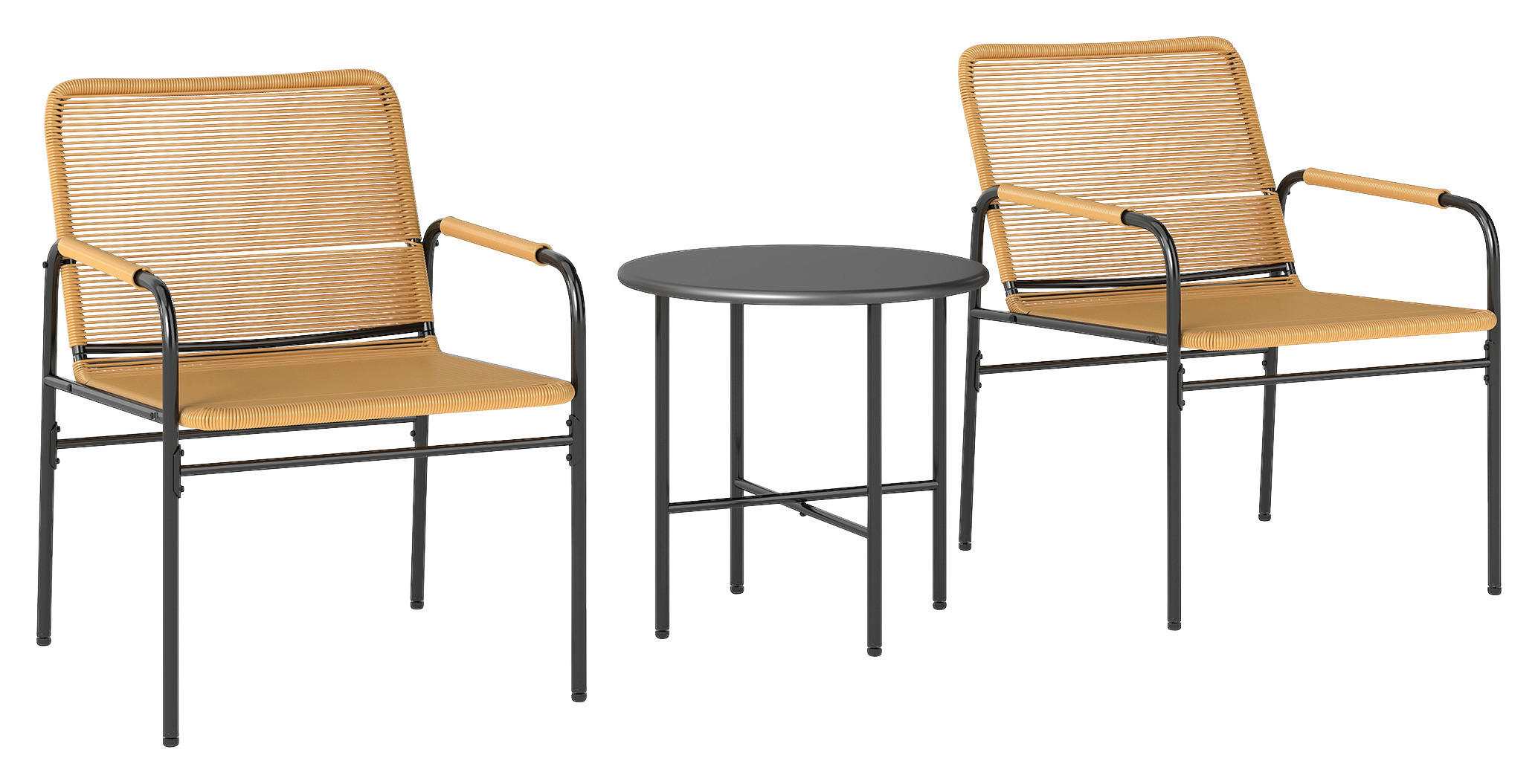 Outsunny Rattan Bistroset gelb Stahl B/H/L: ca. 54x76x66 cm