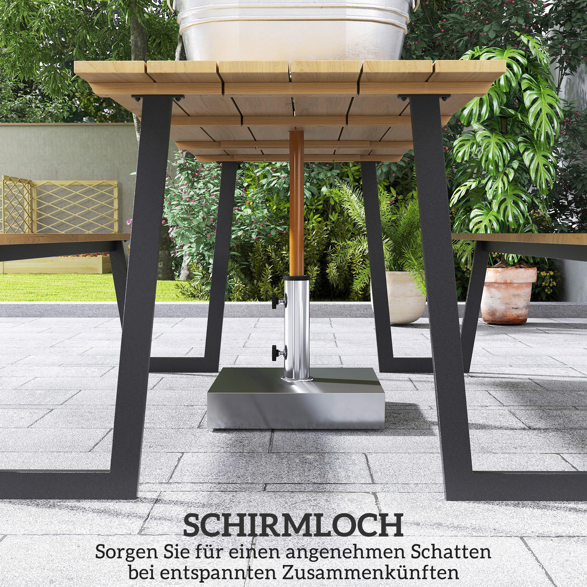 Thumbnail - Outsunny Bierzeltgarnitur Holzoptik Holz B/H/L: ca. 148x78x175 cm