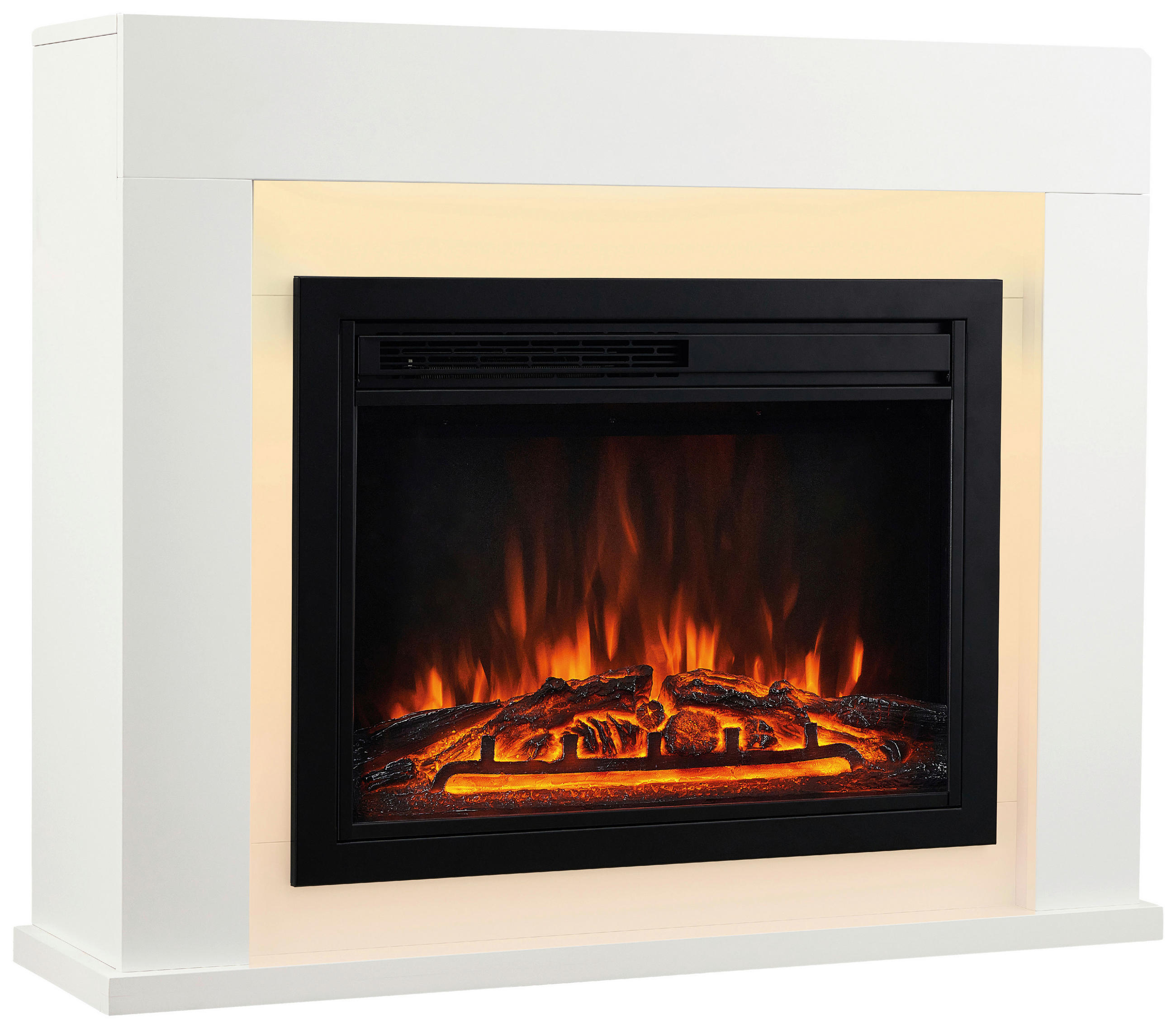 KAMINIO Elektrischer-Kamin MATTI weiß MDF Metall Glas B/H/T: ca. 95x77x26 cm ca. 2000 W