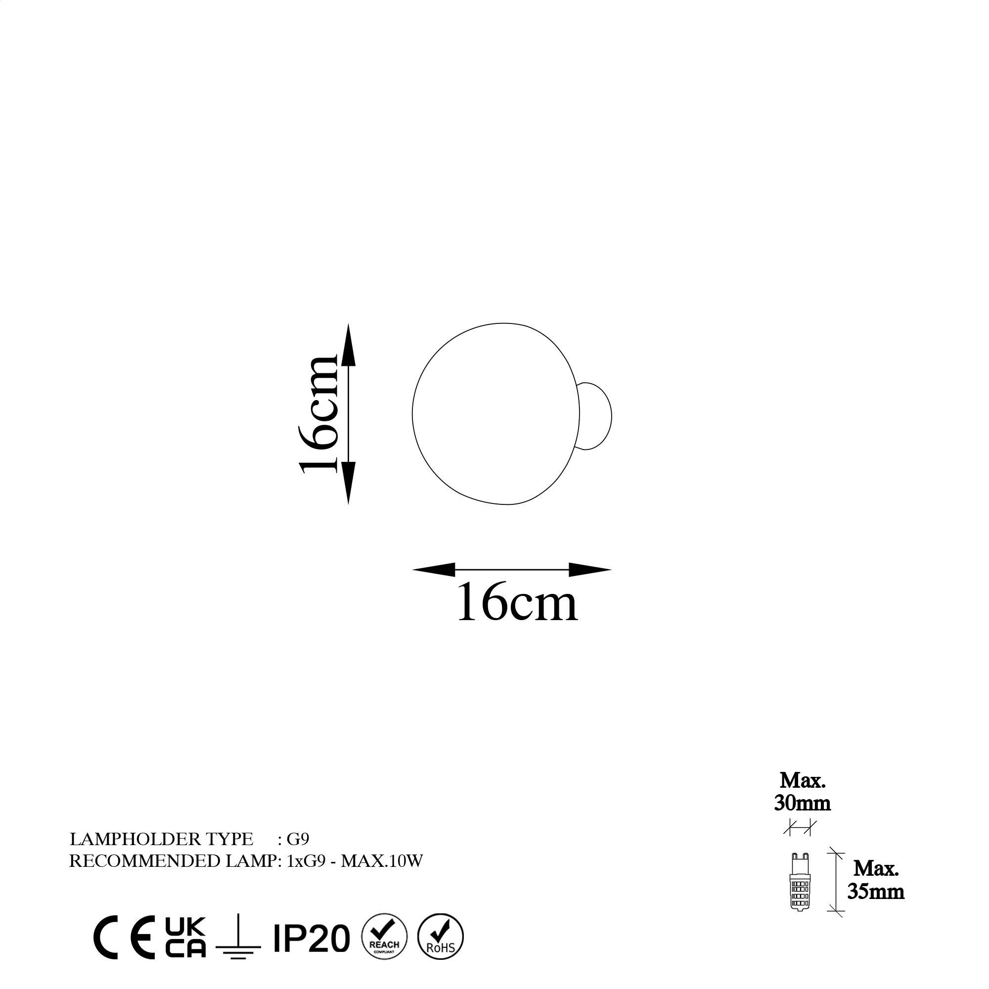 Thumbnail - Opviq Wandleuchte Fungal gold Metall B/H/T/L/D: ca. 16x16x16x16x16 cm G9 1 Brennstellen