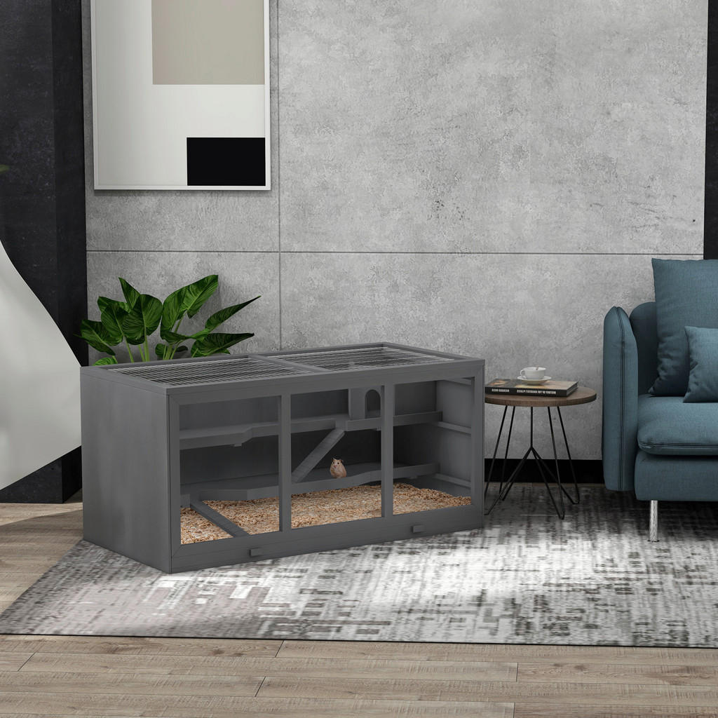 Thumbnail - PawHut Hamsterkäfig grau Kunststoff B/H/L: ca. 57x55x115 cm