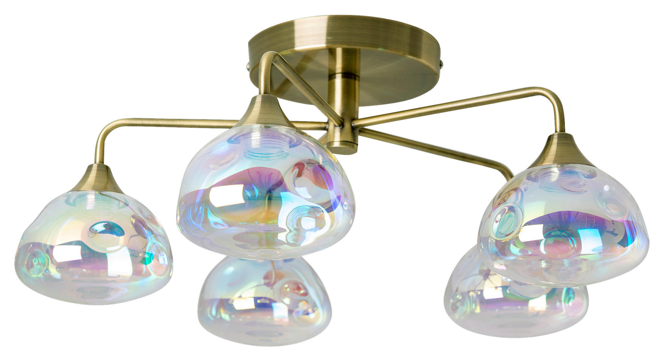 Näve Leuchten Deckenleuchte 1367645 messing Metall Glas B/H/T: ca. 50x23x50 cm null 5 Brennstellen