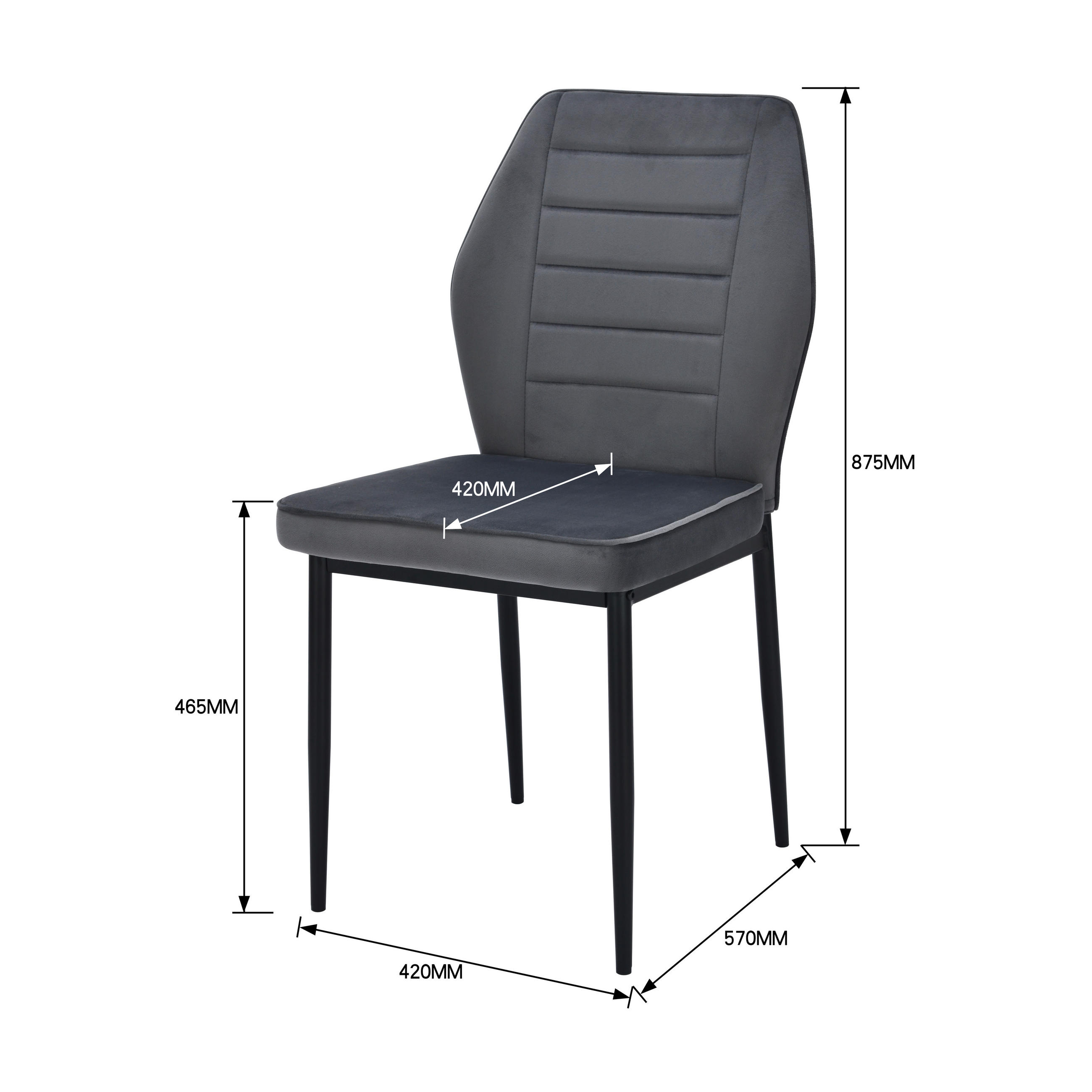 Thumbnail - Stuhl Jimmy dunkelgrau Samtoptik B/H/T: ca. 42x87,5x57 cm