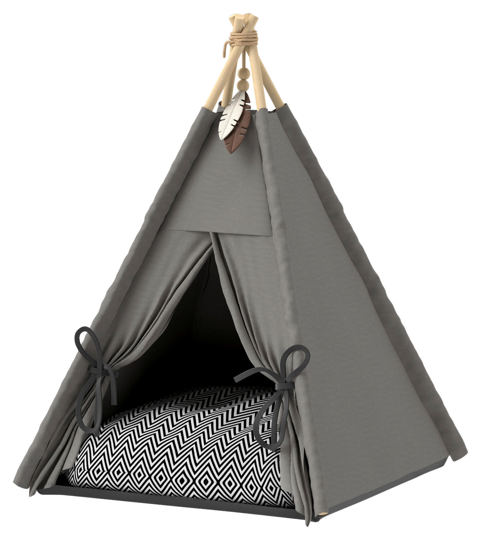 PawHut Katzenzelt grau Polyester B/H/L: ca. 60x76x60 cm