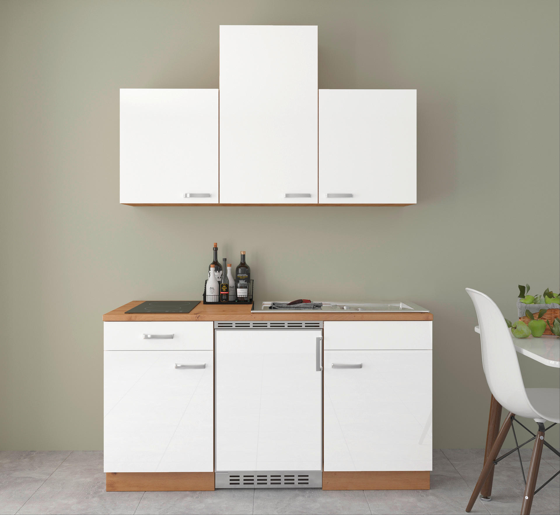 Thumbnail - Singleküche Benno weiß Hochglanz B/H/T: ca. 150x230x60 cm