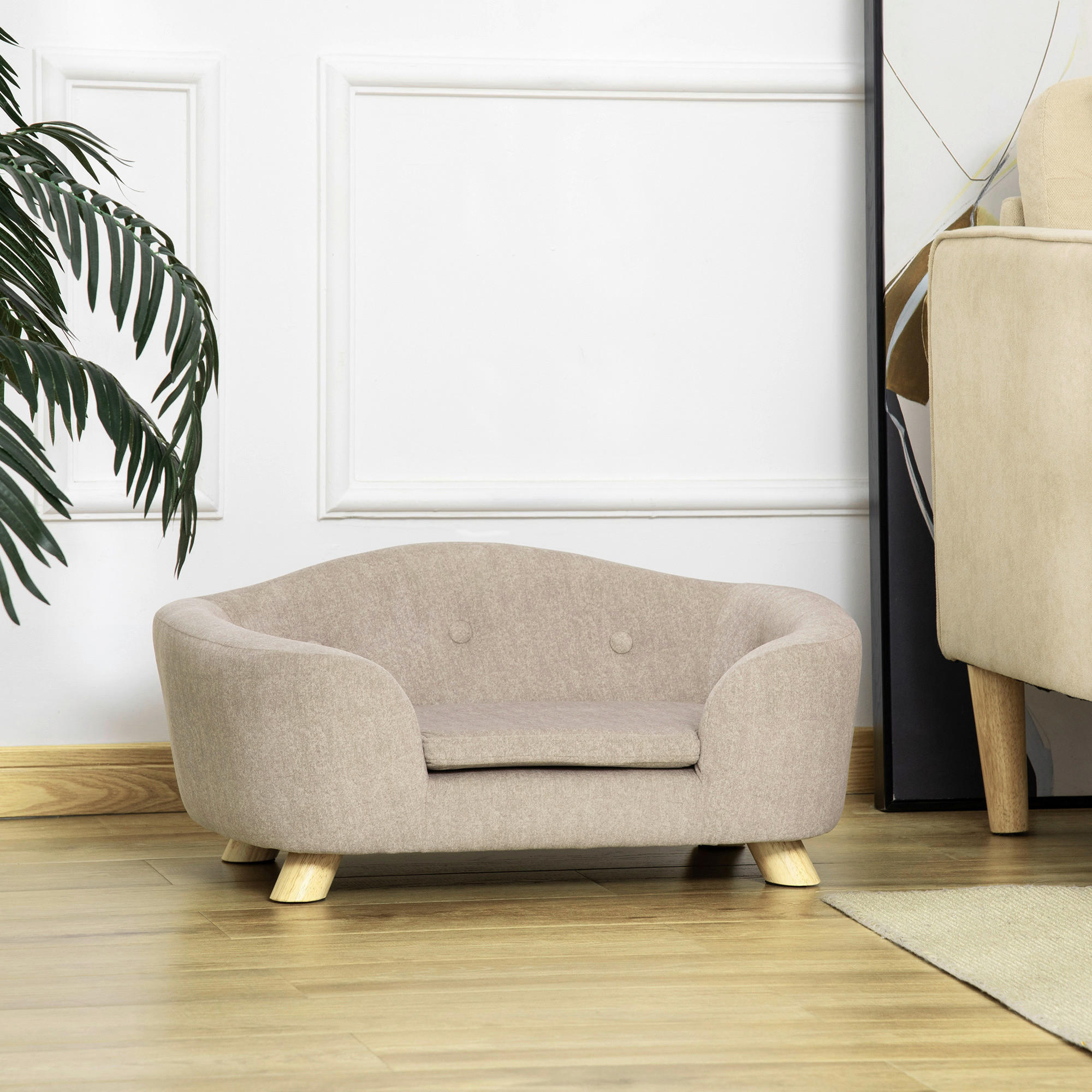 Thumbnail - PawHut Hundebett weiß Kiefer B/H/L: ca. 47x30x70 cm