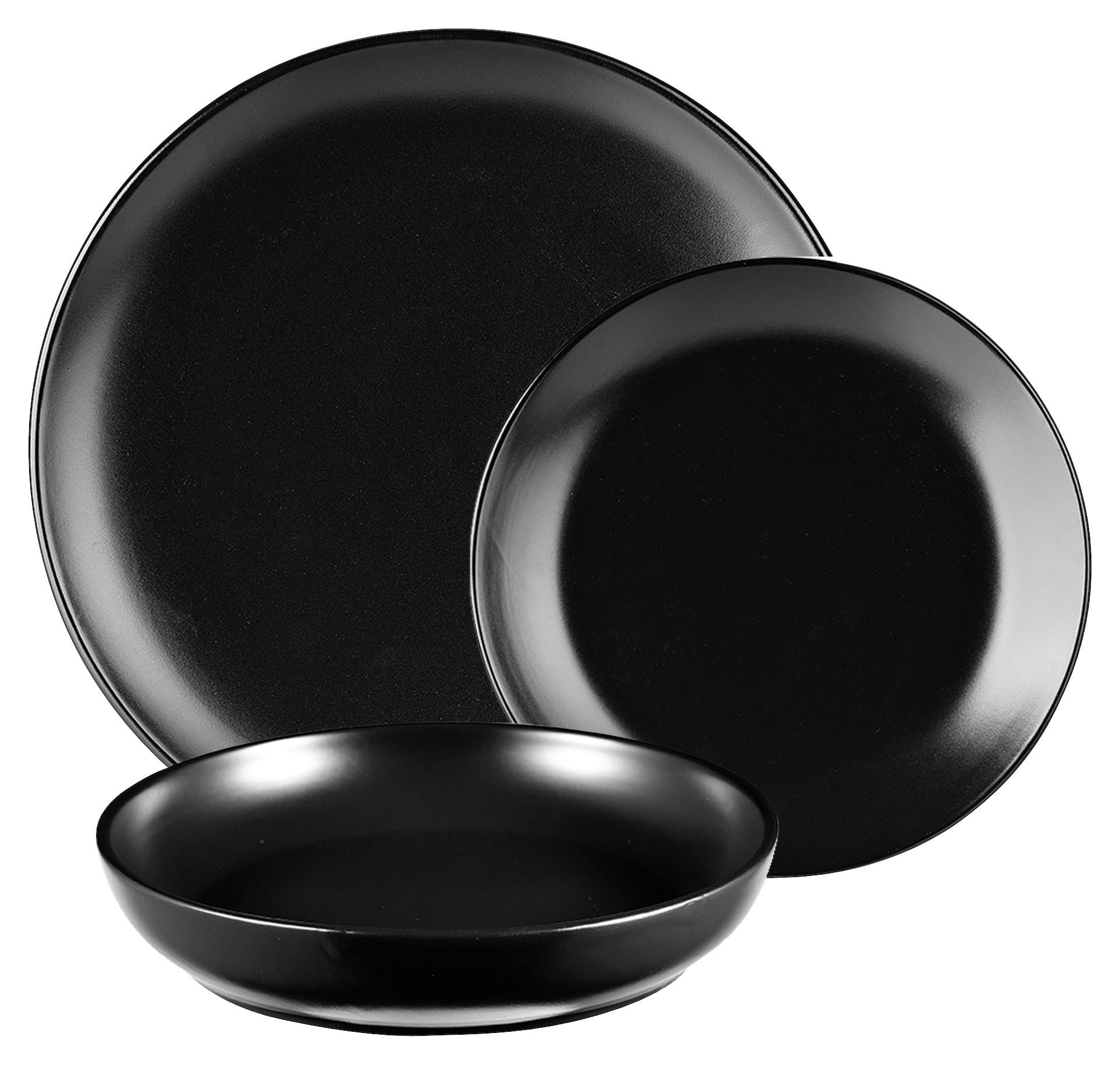 BERGNER Geschirrset CHARCOAL schwarz Steingut 12 tlg.
