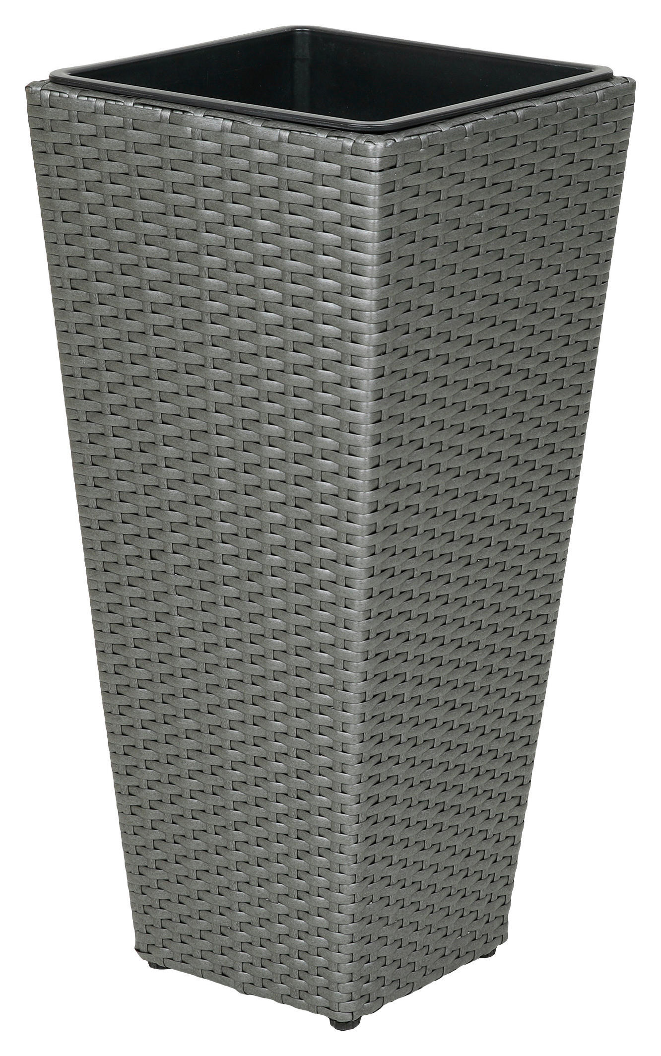 Pflanzgefäß grau Polyrattan B/H/L: ca. 28x60x28 cm