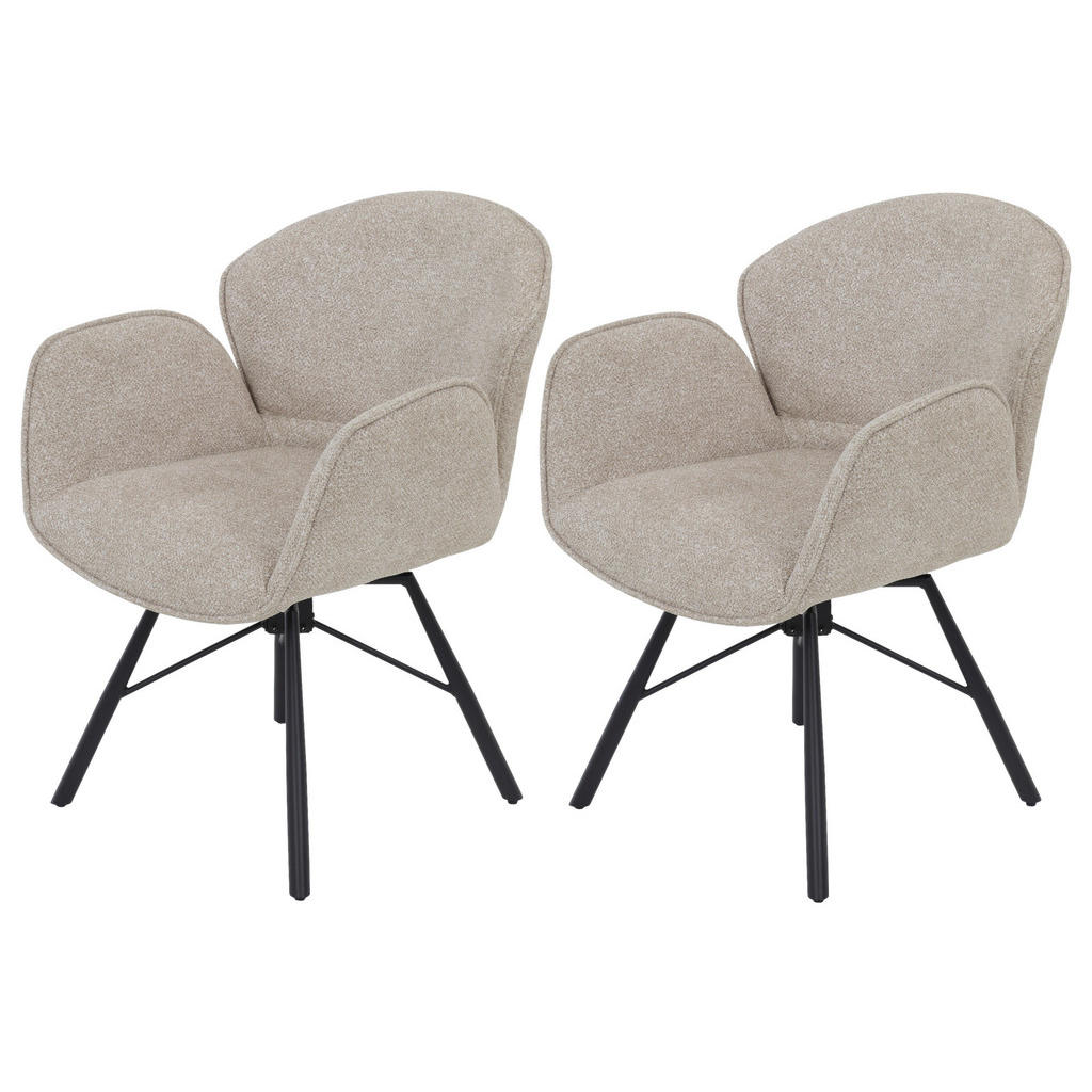 Thumbnail - Sessel Bristol, 2er-Set beige Metall Microfaser B/H/T: ca. 62x83x66 cm