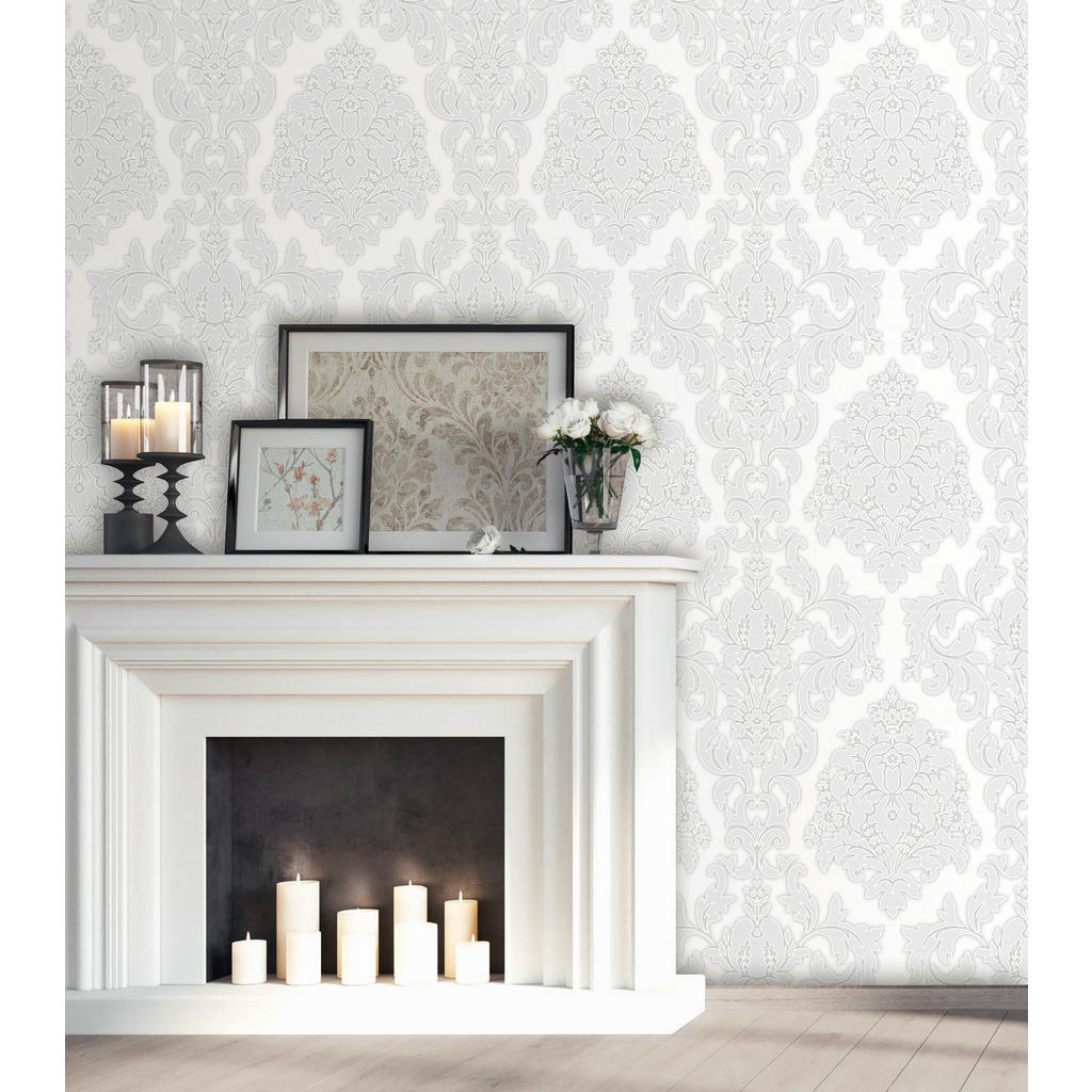 Thumbnail - UGEPA Vinyltapete Ornament Silbergrau B/L: ca. 53x1005 cm