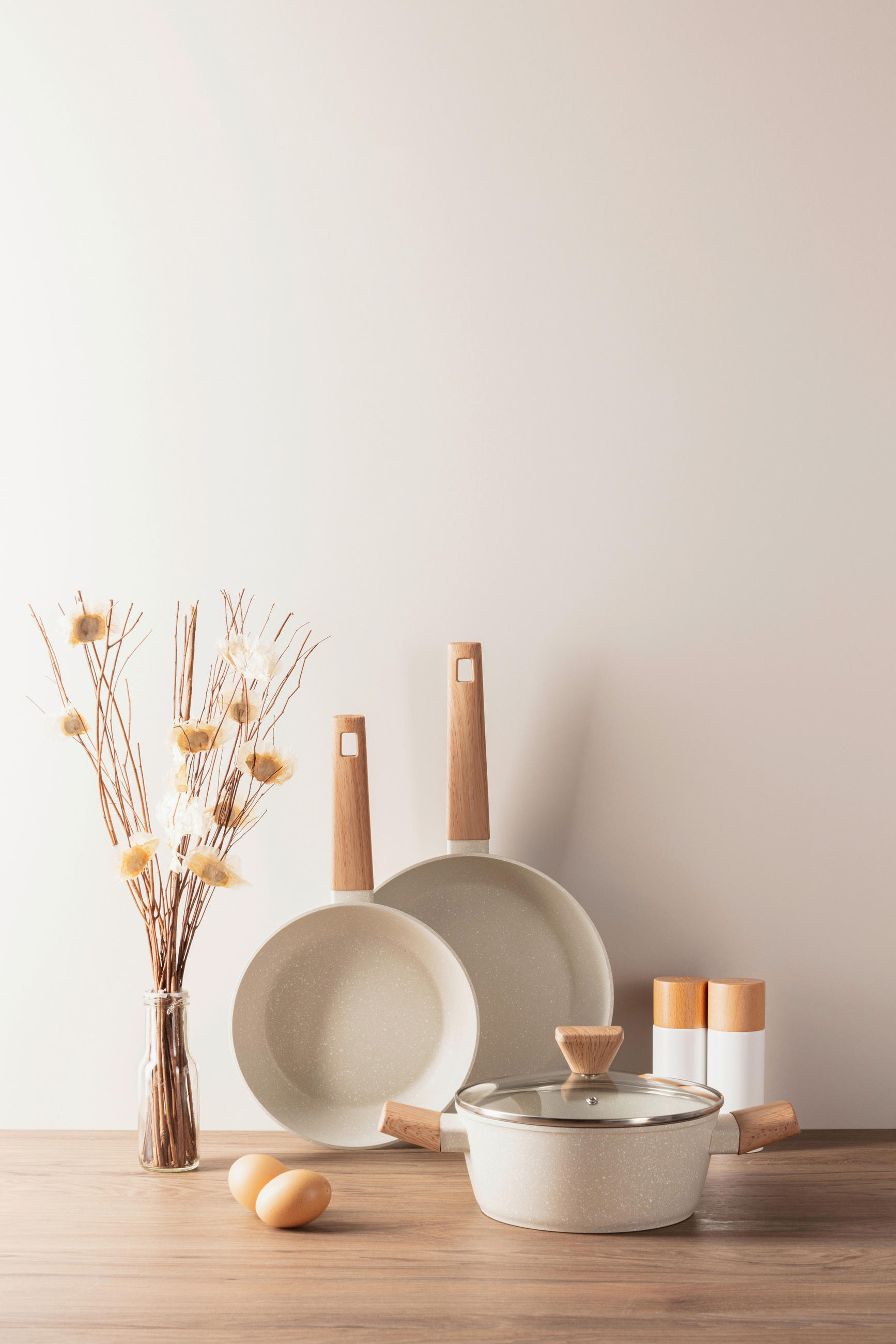 Thumbnail - BERGNER Bratpfannen-Set NATURALLY weiß Alu 3 tlg.