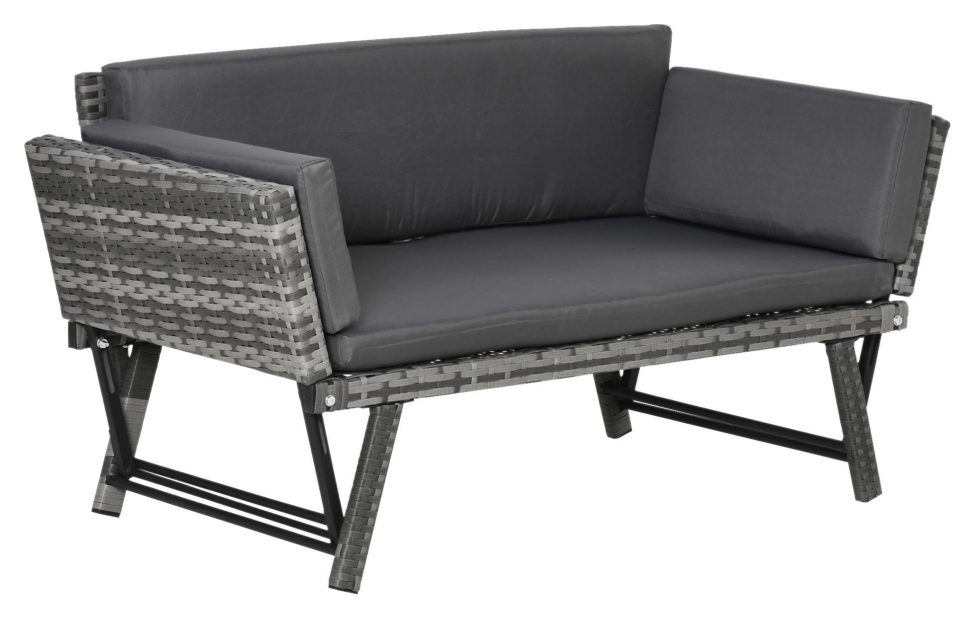 Outsunny Gartensofa grau Polyrattan B/H/L: ca. 63x129x67 cm