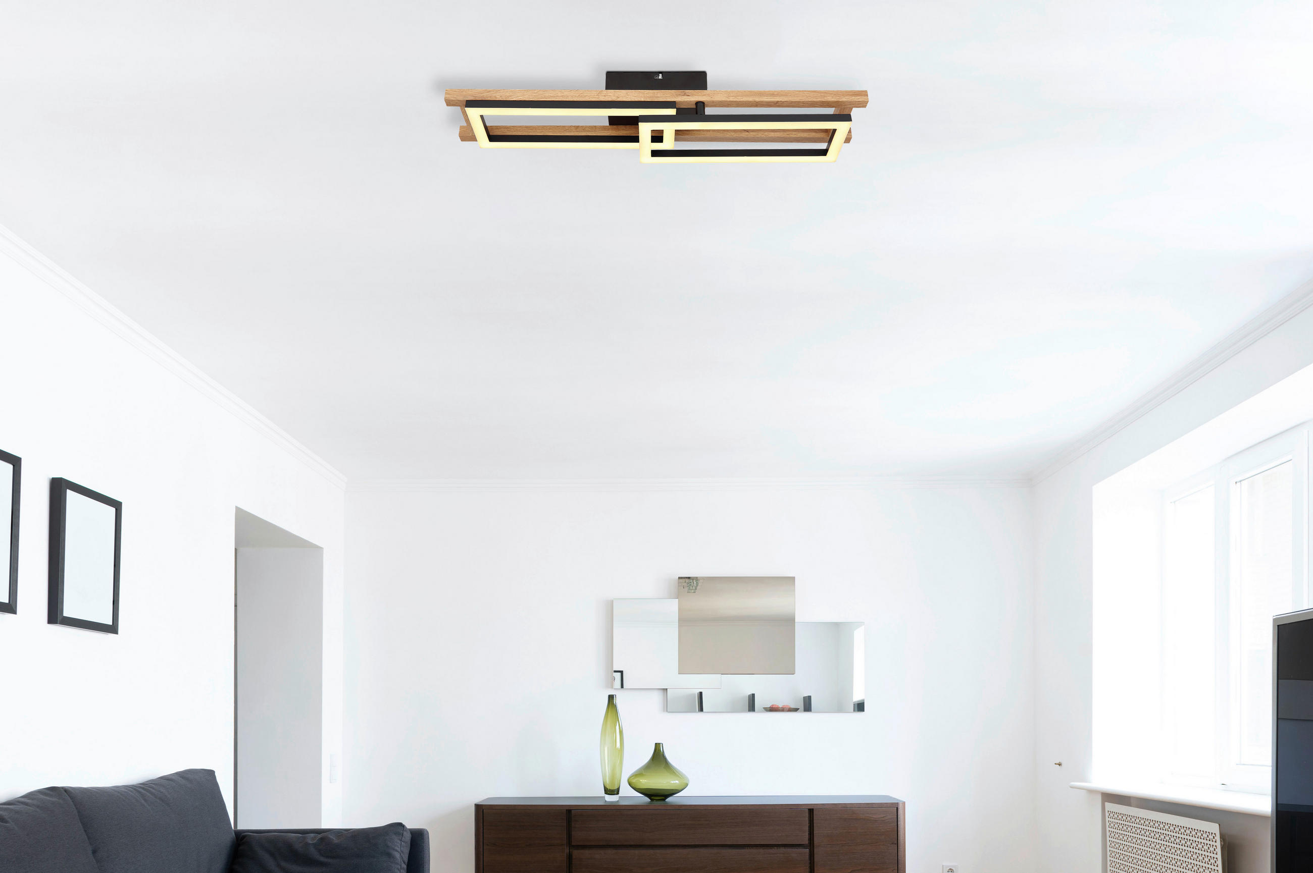 Thumbnail - GLOBO LED-Deckenleuchte schwarz Metall B/H/T: ca. 36,5x10,5x69 cm