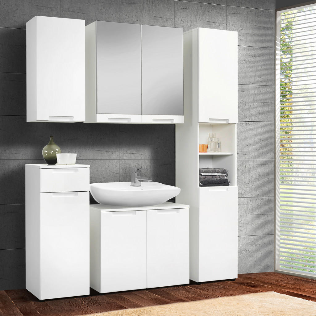 Thumbnail - Badhängeschrank Mailand weiß weiß Hochglanz B/H/T: ca. 35x71x23 cm