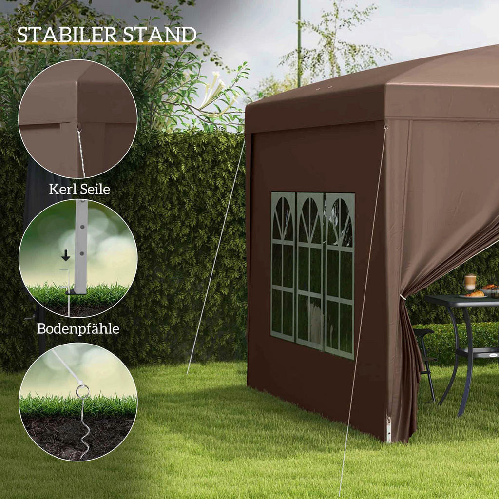 Thumbnail - Outsunny Pavillon kaffee Polyester B/H/L: ca. 295x258x295 cm