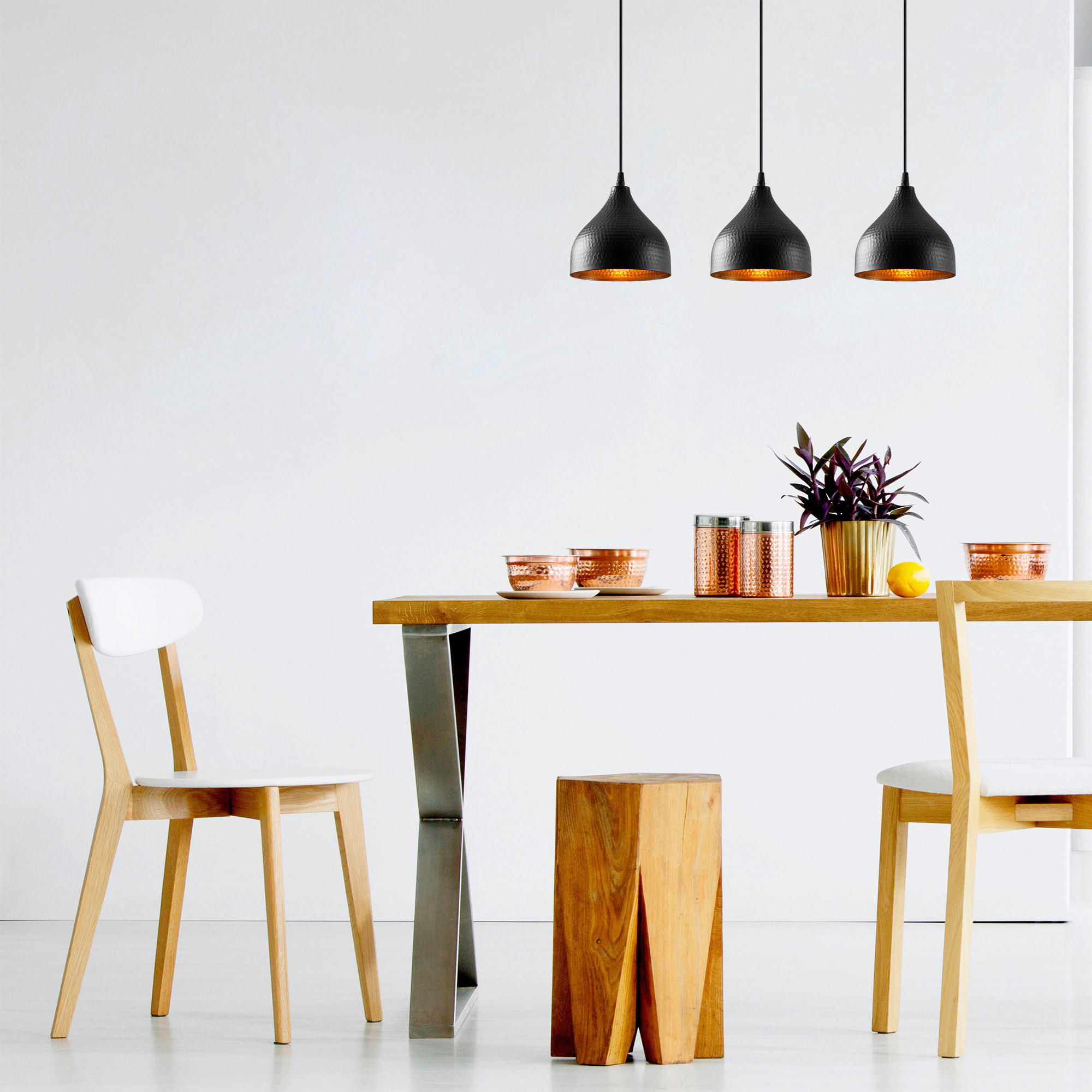 Thumbnail - Opviq Pendelleuchte Tattoo schwarz Metall B/H/T/L/D: ca. 18x114x18x68x18 cm E27 3 Brennstellen