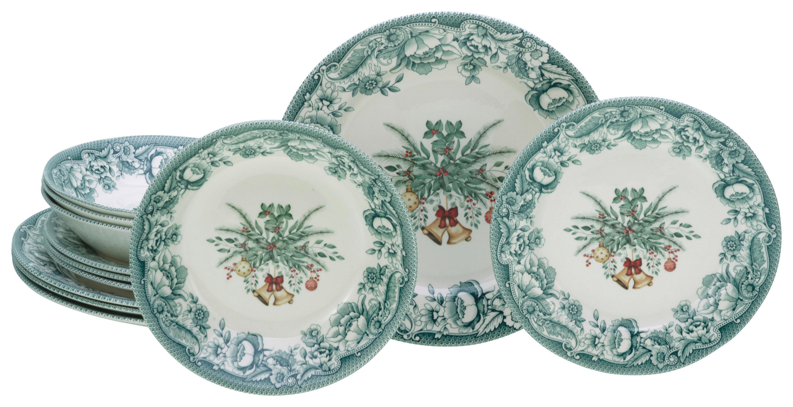 CreaTable Tafelservice Weihnachten bunt Steingut 12 tlg.