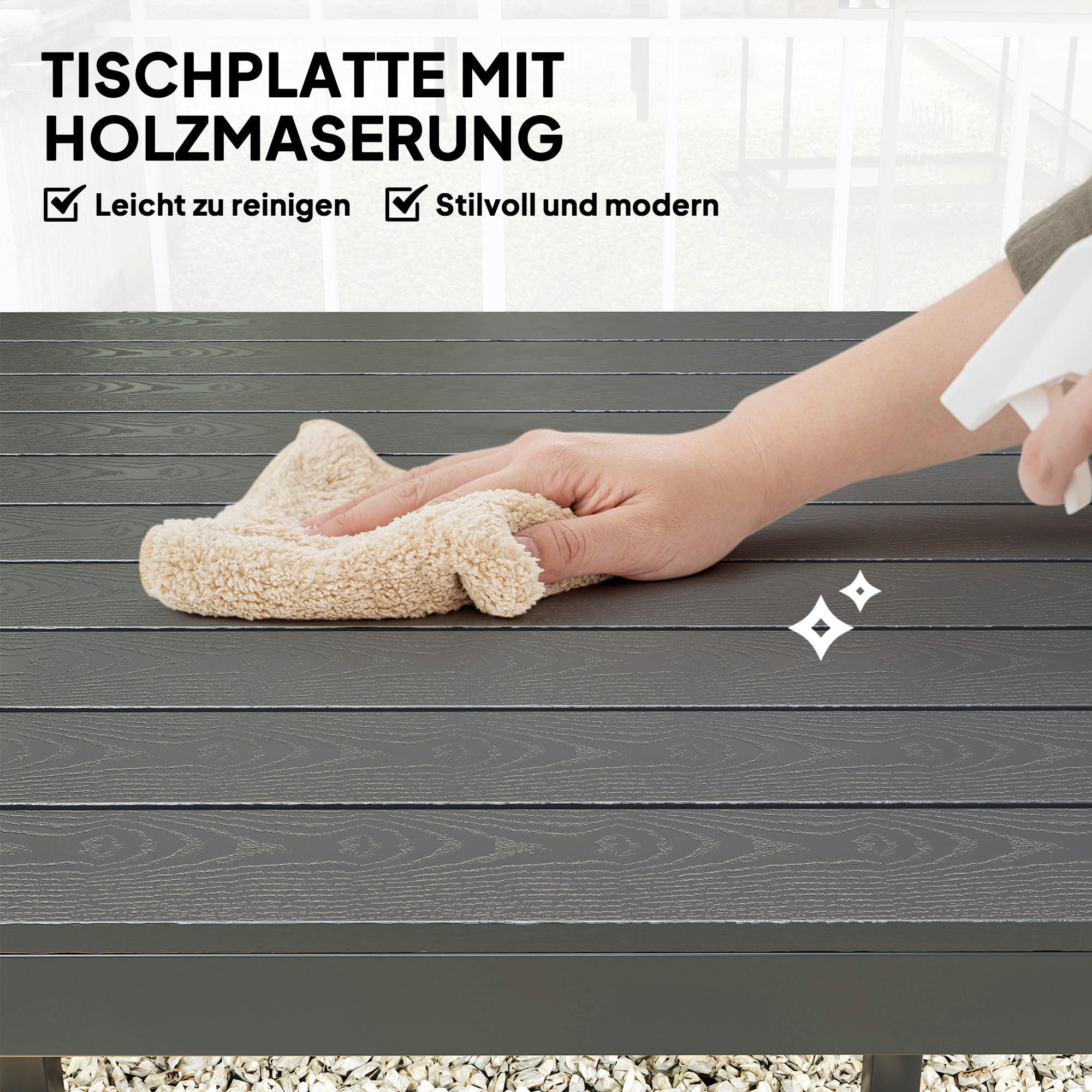 Thumbnail - Outsunny Gartentisch schwarz Kunststoff B/H/L: ca. 73x72x73 cm