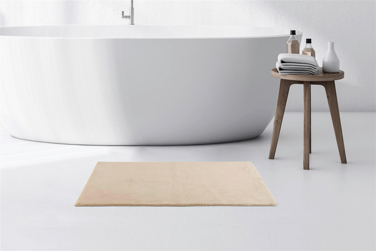 Thumbnail - Kayoom Kurzflorteppich Badematte Rabbit Light 425 beige B/H/L: ca. 50x2,4x90 cm