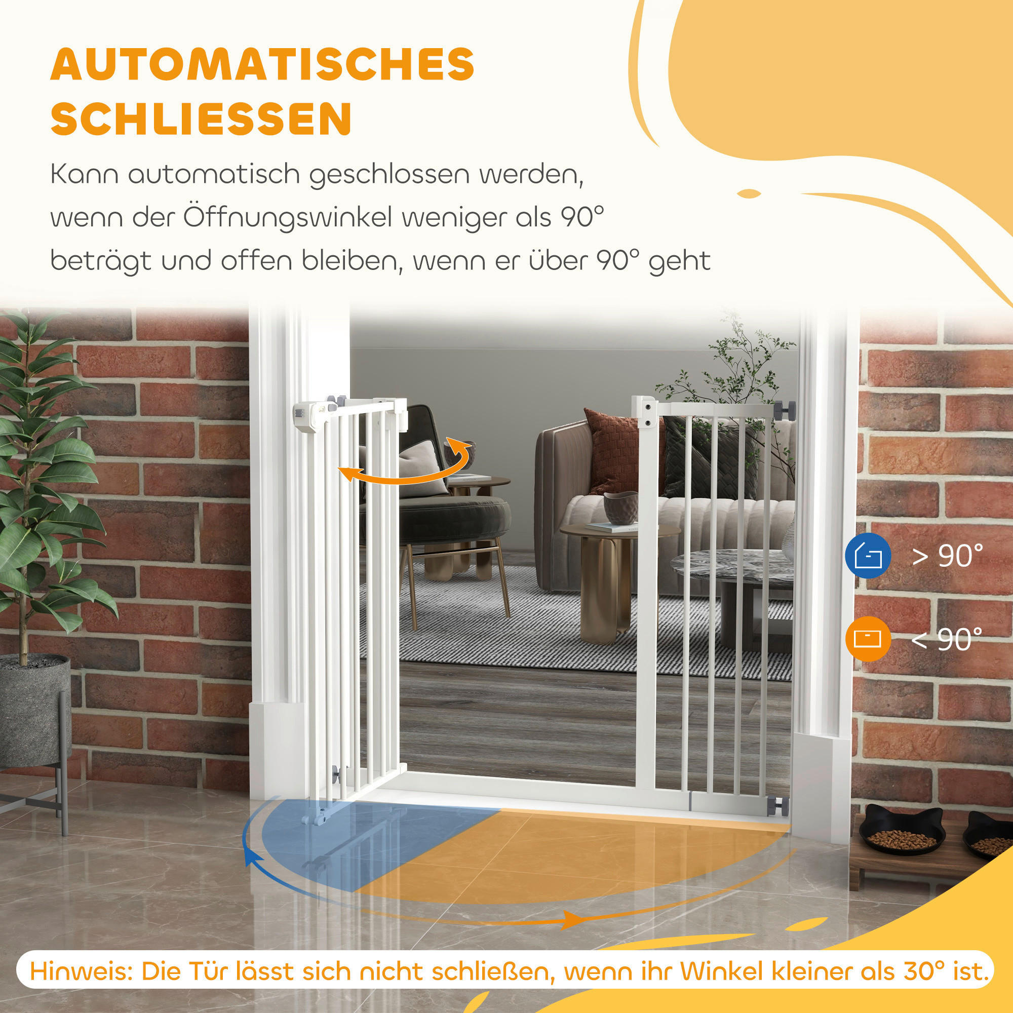 Thumbnail - PawHut Türschutzgitter weiß B/H/L: ca. 2x77x94 cm