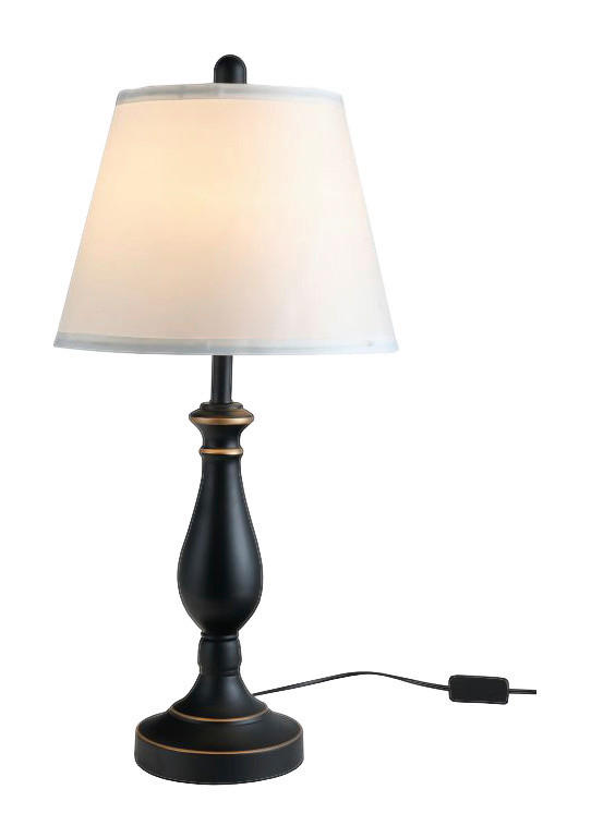 Thumbnail - HOMCOM 3er Lampenset schwarz weiß Metall Polyester-Mischgewebe Stoff B/H/L: ca. 38x158x38 cm E27 3 Brennstellen