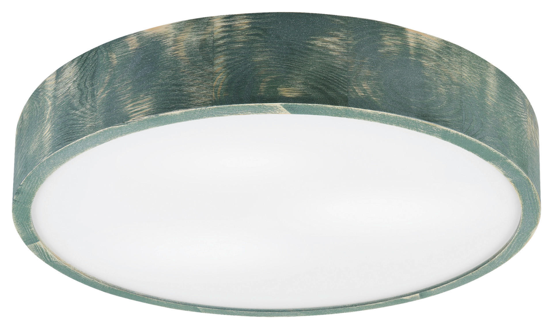 Lamkur Deckenleuchte hellbraun grün Glas Holz B/H/L: ca. 48x48x10 cm 3 Brennstellen