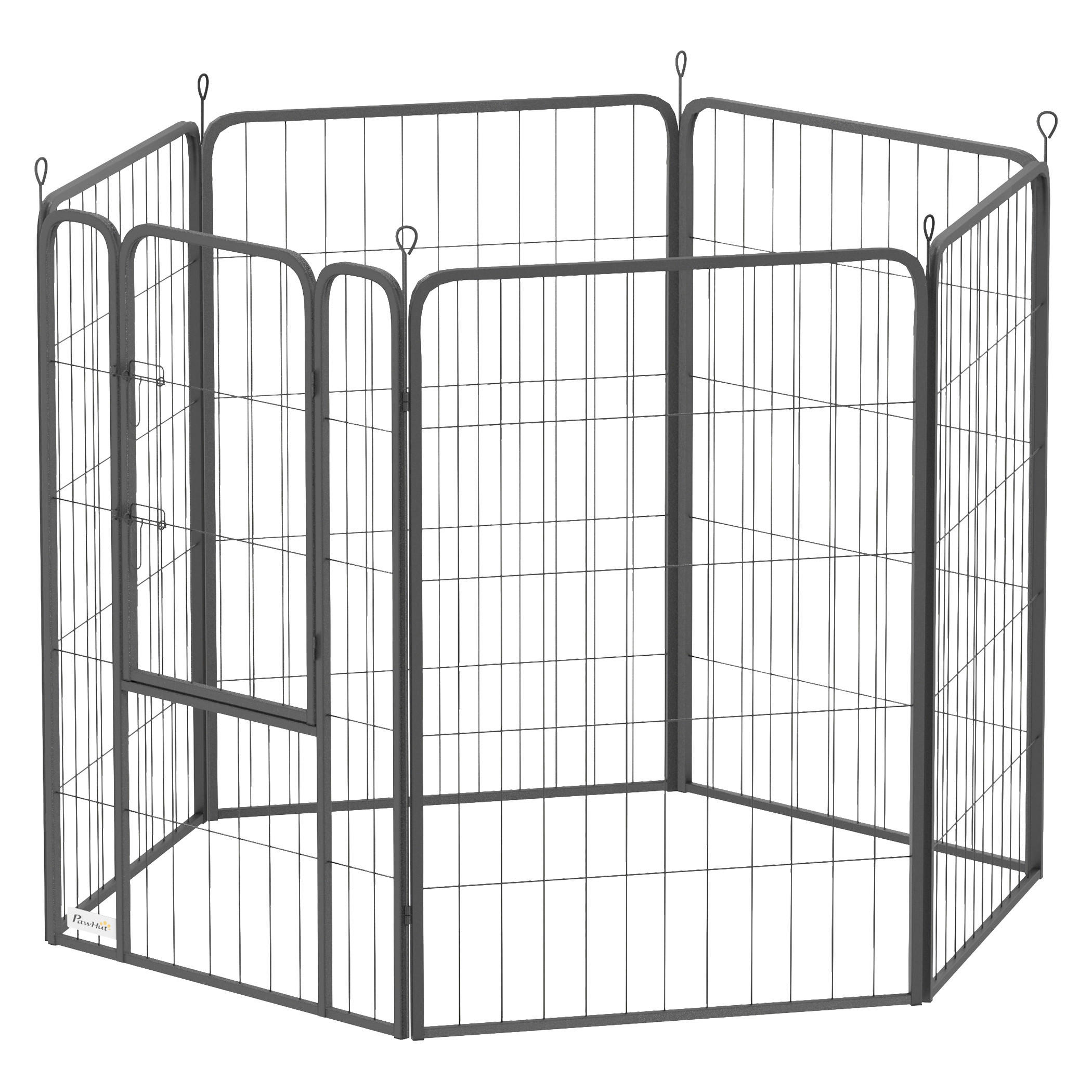 PawHut Welpenlaufstall schwarz Stahl B/H/L: ca. 68x100x136 cm