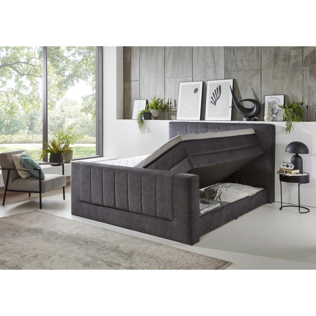 Thumbnail - Boxspringbett Kenosha anthrazit Liegefläche B/L: ca. 180x200 cm