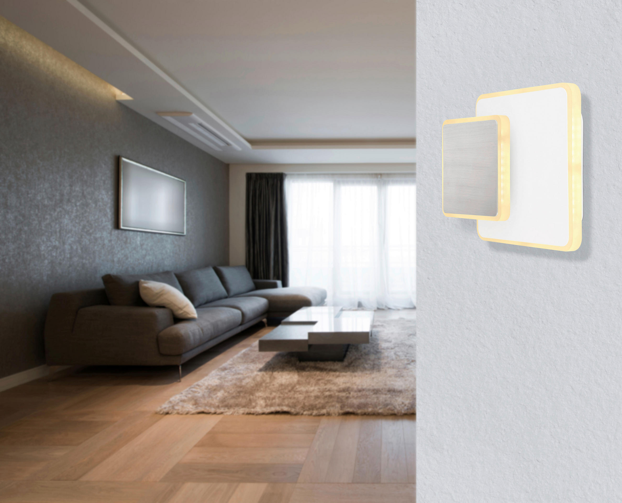 Thumbnail - GLOBO LED-Wandleuchte weiß Opal Acryl Metall B/H: ca. 20x17 cm