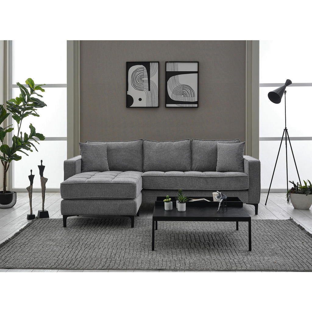 Thumbnail - Ecksofa hellgrau Microfaser B/H/T: ca. 238x67x185 cm