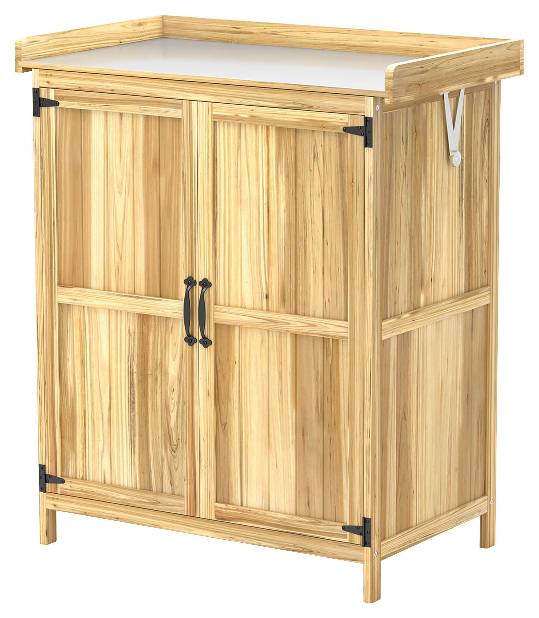 Outsunny Gartenschrank Holzoptik Edelstahl B/H/L: ca. 43x88x74 cm