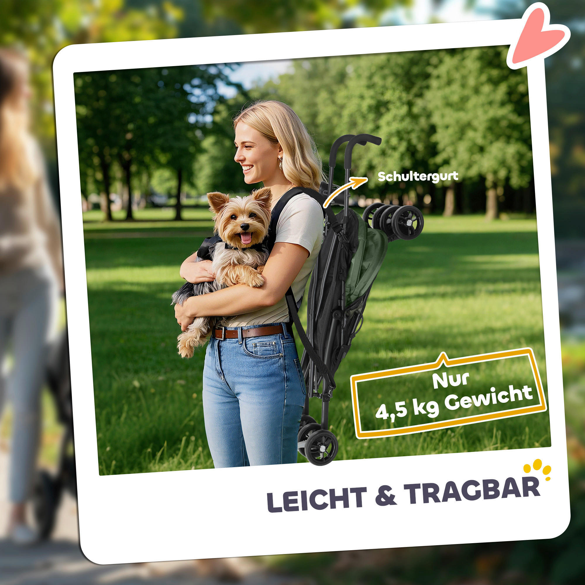 Thumbnail - PawHut Hundewagen dunkelgrün Stahl B/H/L: ca. 44x103x76 cm