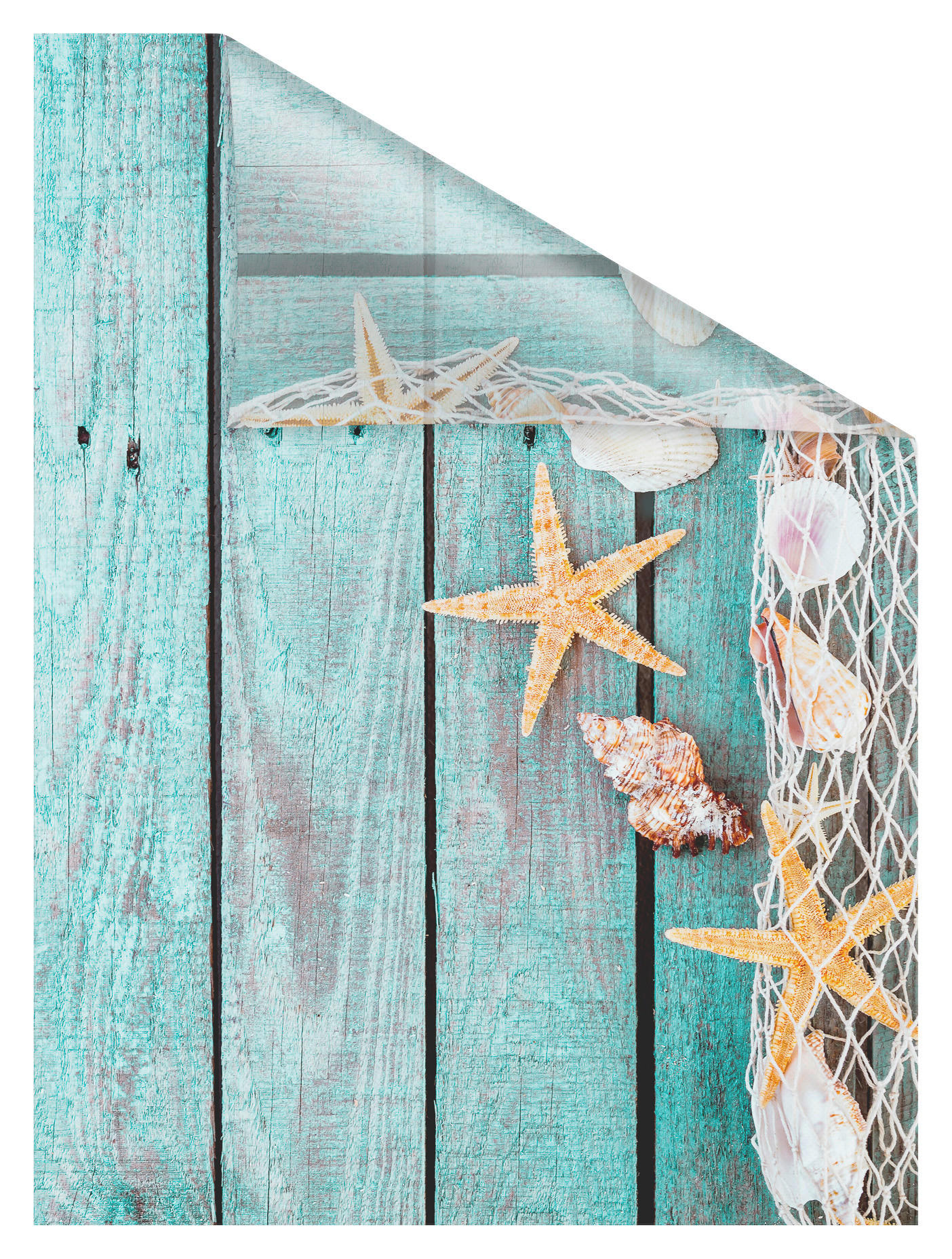 Thumbnail - LICHTBLICK Fensterfolie Bretter Beach Meer Bretter Beach petrol B/L: ca. 100x100 cm