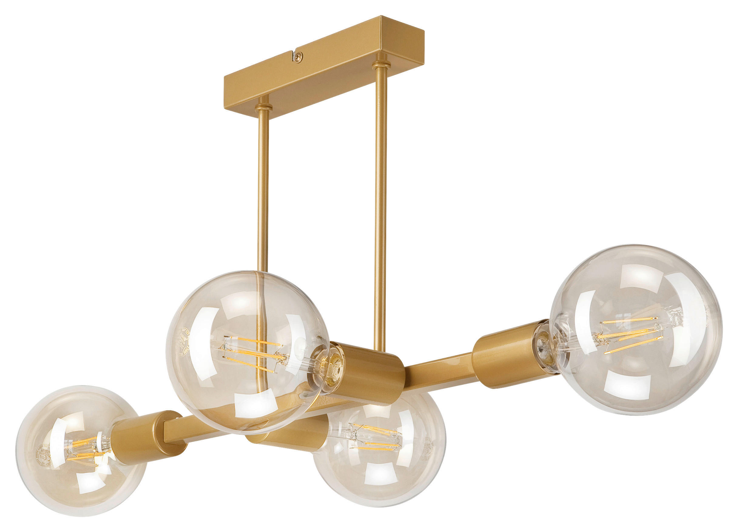 Lamkur Deckenleuchte gold Stahl B/H/L: ca. 53x32x53 cm E27 4 Brennstellen