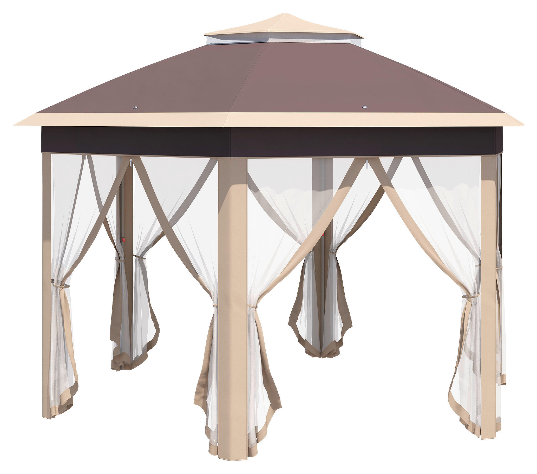 Outsunny Faltpavillon hellbraun Metall B/H/L: ca. 405x285x405 cm